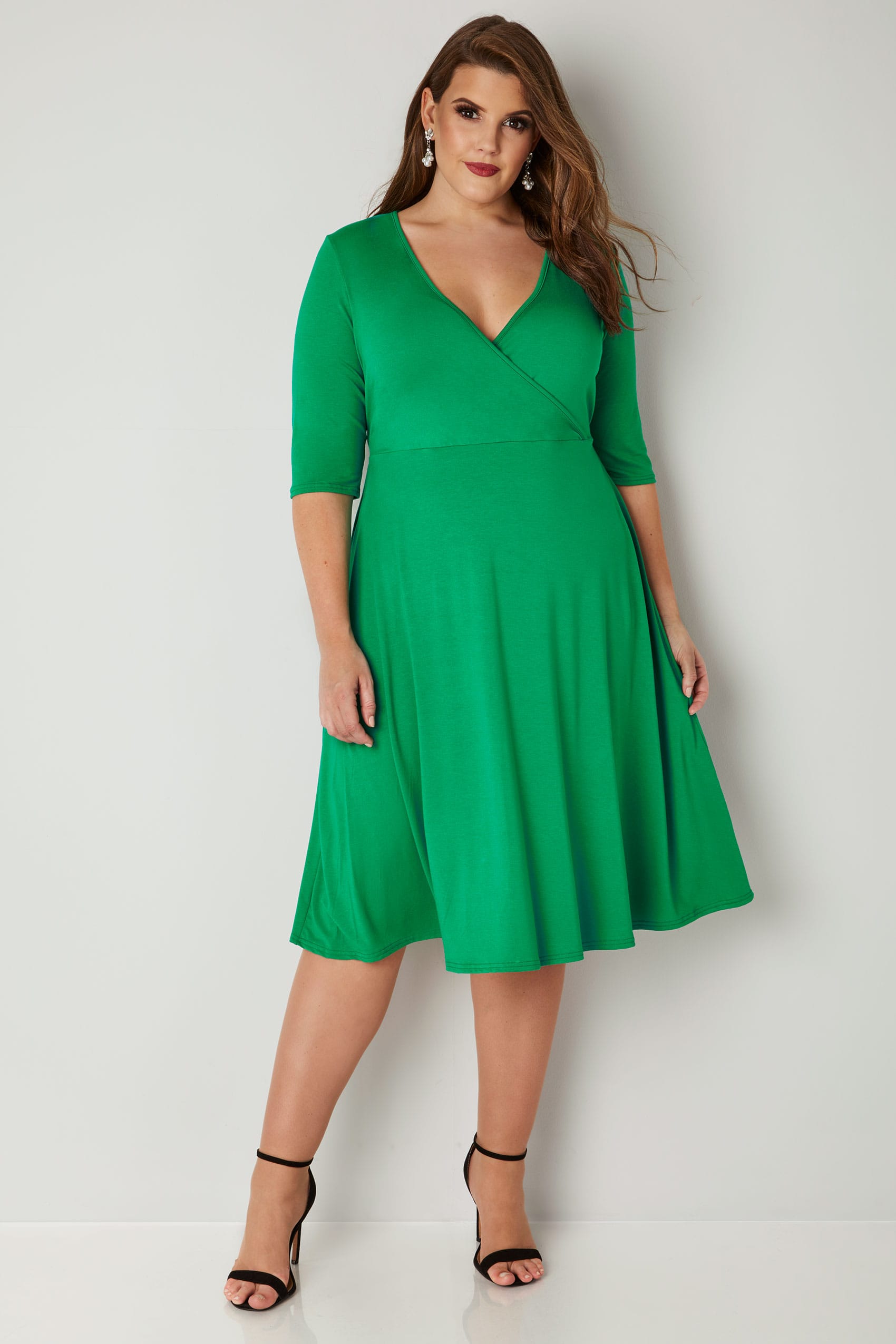 YOURS LONDON Green Wrap Dress, Plus size 16 to 36