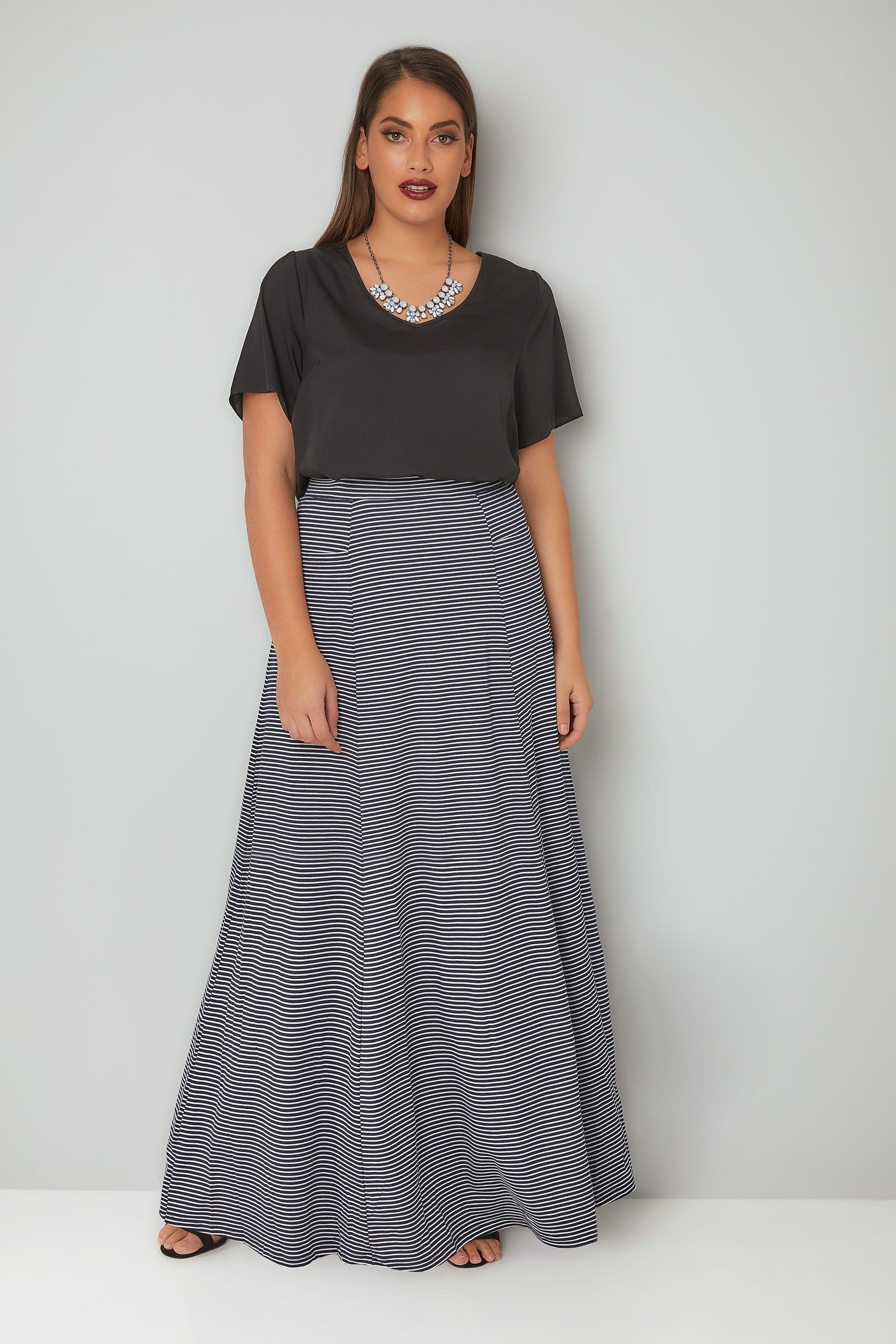 navy and white maxi