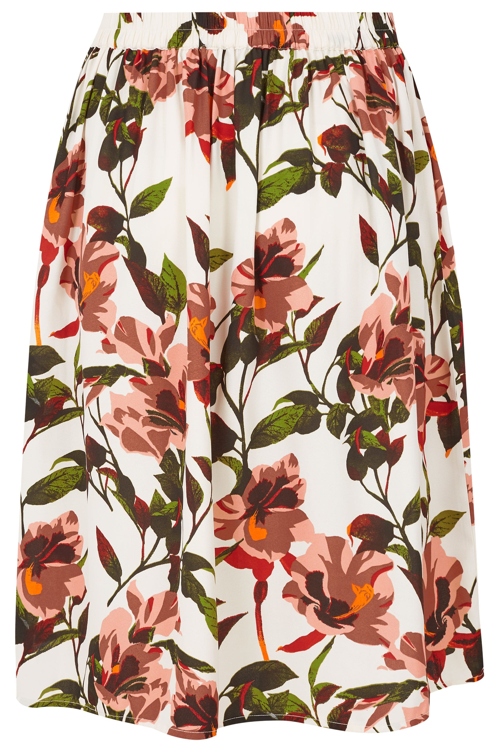 YOURS LONDON White Floral Midi Skirt, Plus size 16 to 32