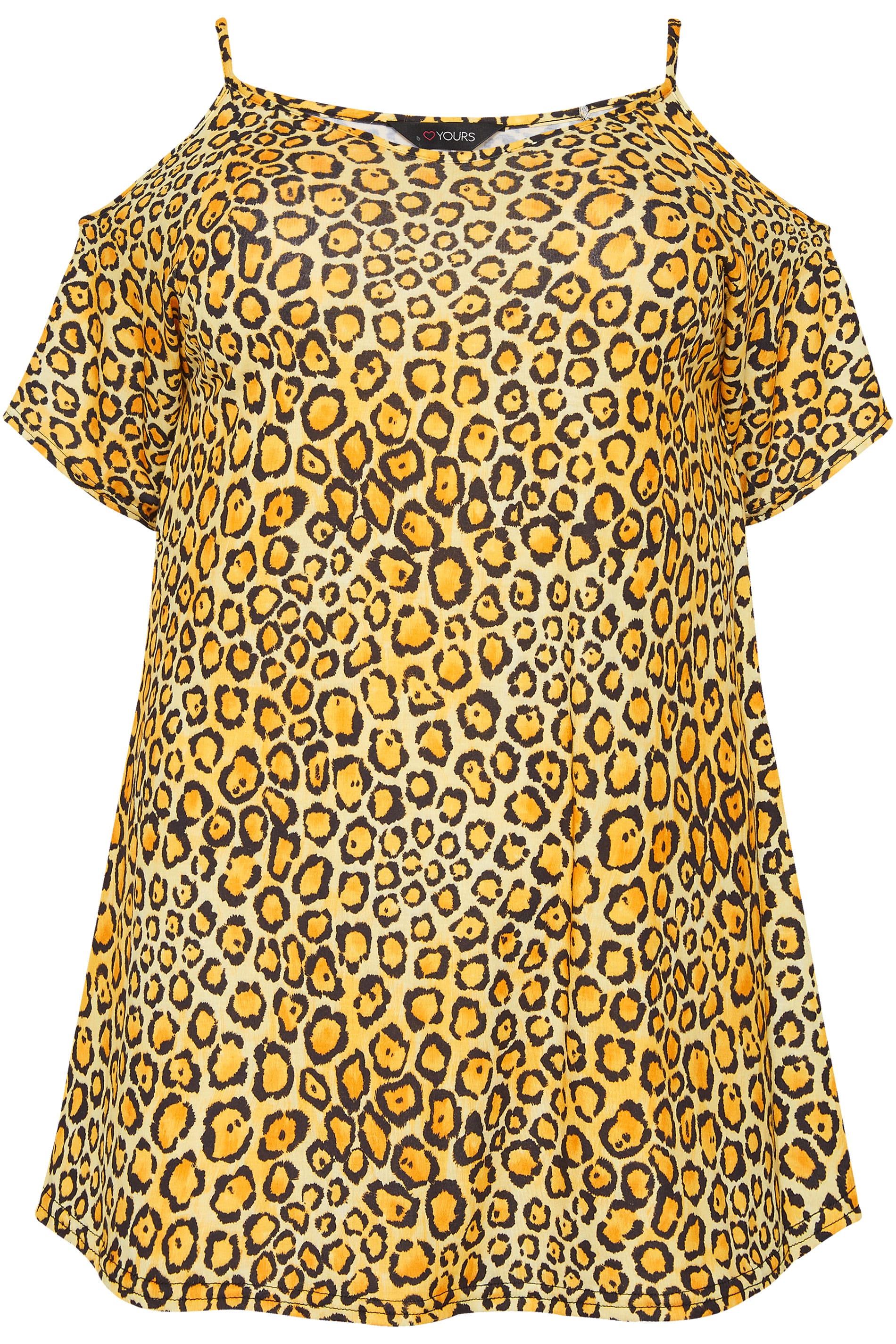 Yellow Leopard Print Cold Shoulder Top Sizes 16 To 36 Yours Clothing
