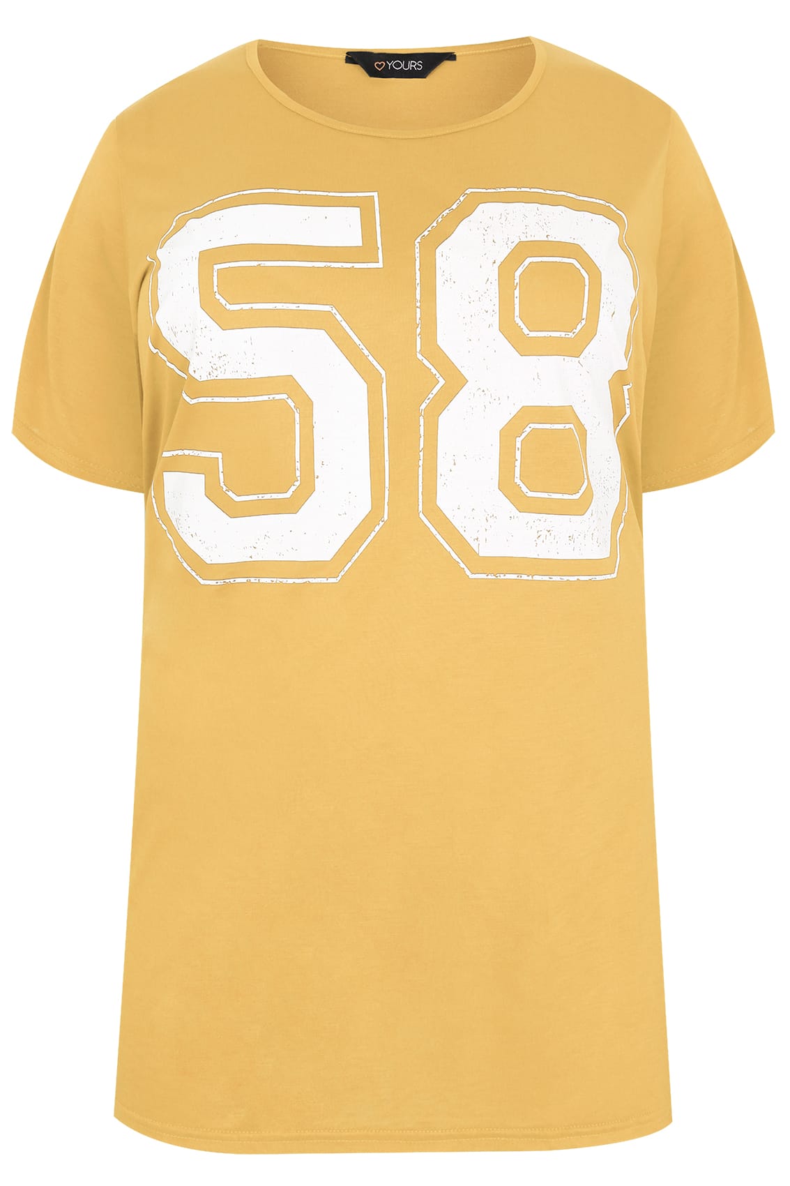 Yellow Oversized Varsity 58 Print T-Shirt plus size 16 to 32