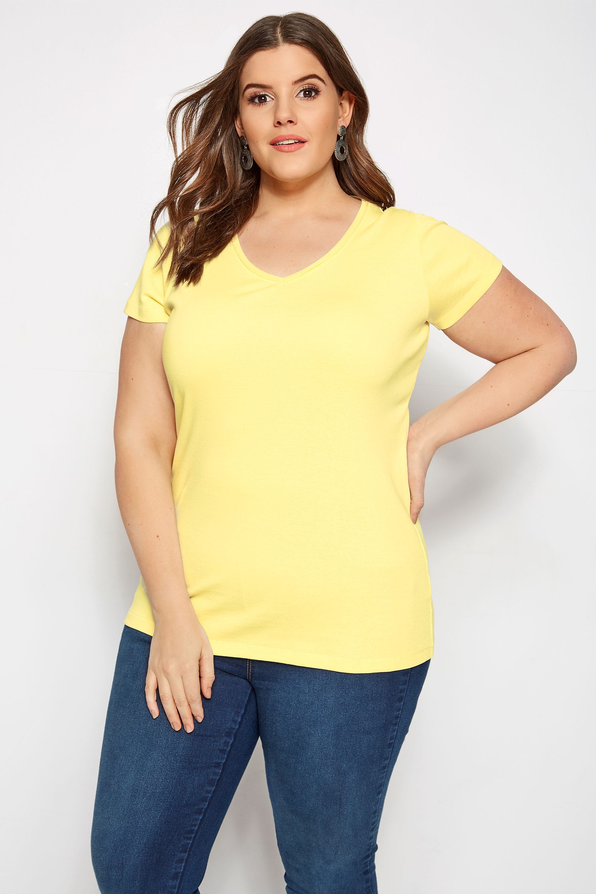 Download Plus Size Yellow V-Neck T-Shirt | Sizes 16 to 36 | Yours ...