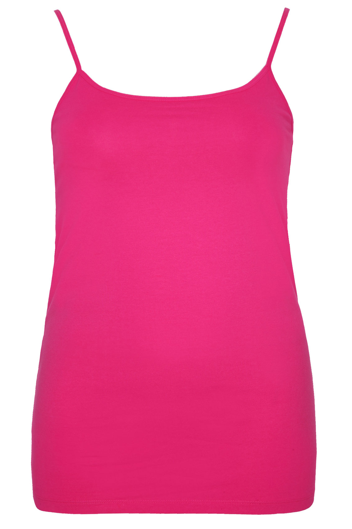 Hot Pink Longline Cotton Elastane Vest Top With Adjustable Straps plus ...