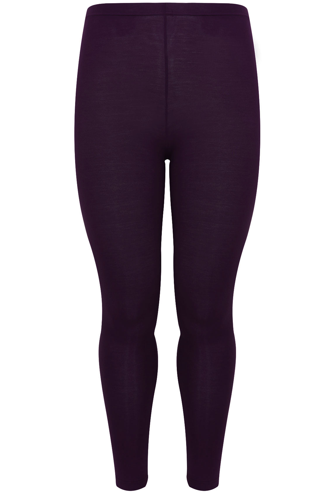 Dark Purple Viscose Elastane Full Length Leggings Plus Size 16 to 32