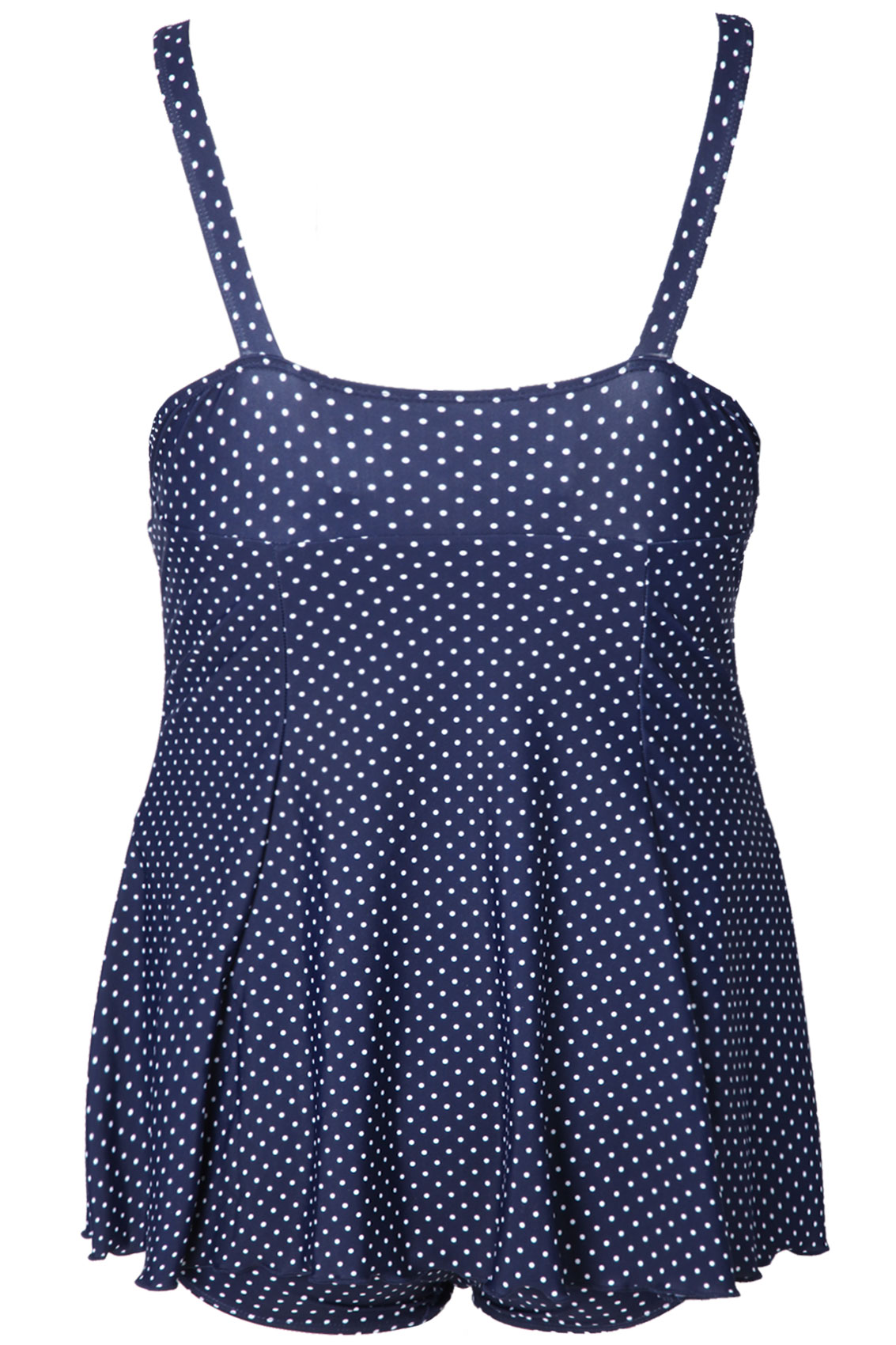 Navy Polka Dot Skirted Swimsuit With Tummy Control Plus Size 161820222426283032