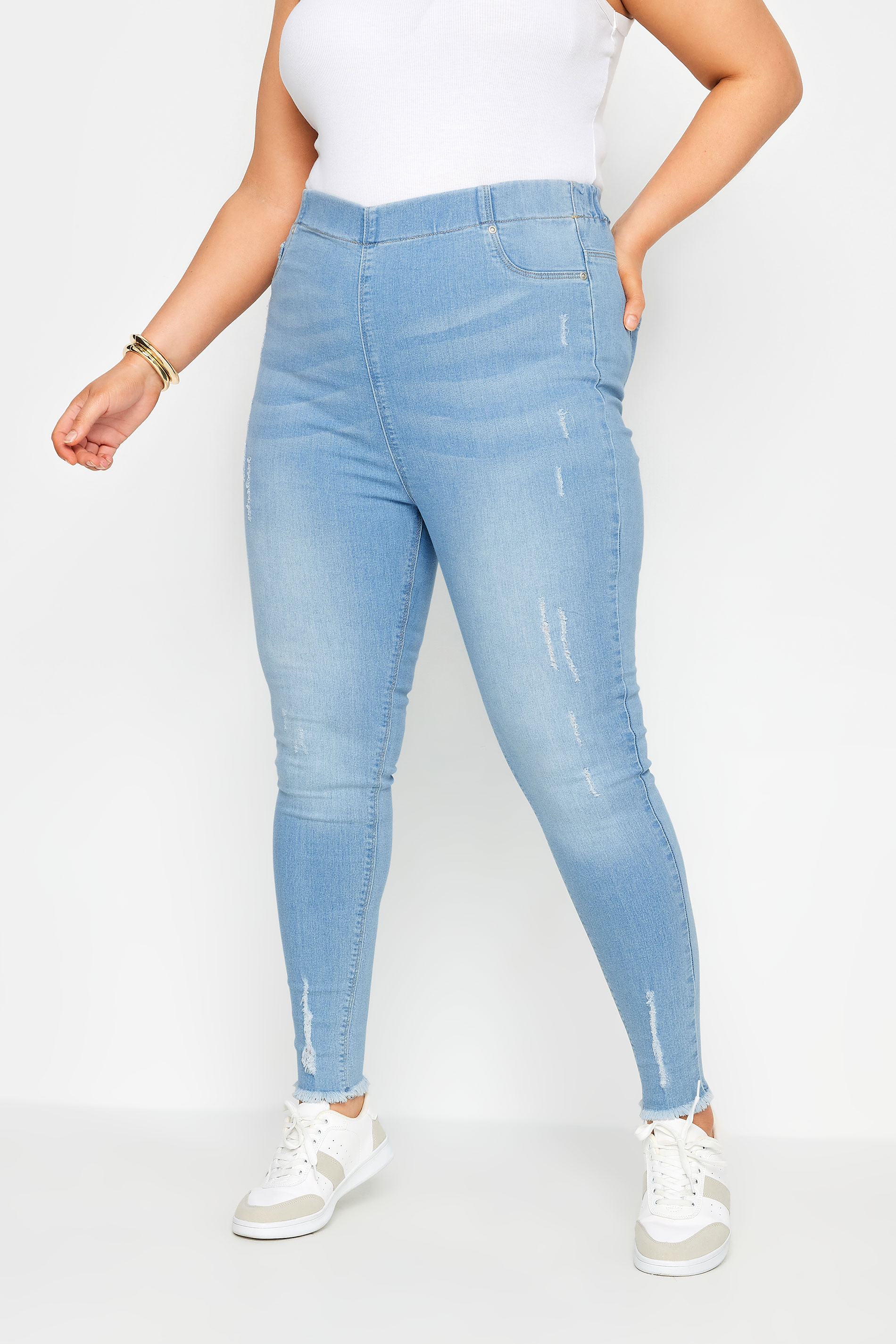 Yours For Good Jeggings Azul Claro Arañazos, Mujer Curvy Y Tallas Grandes, Yours For Good