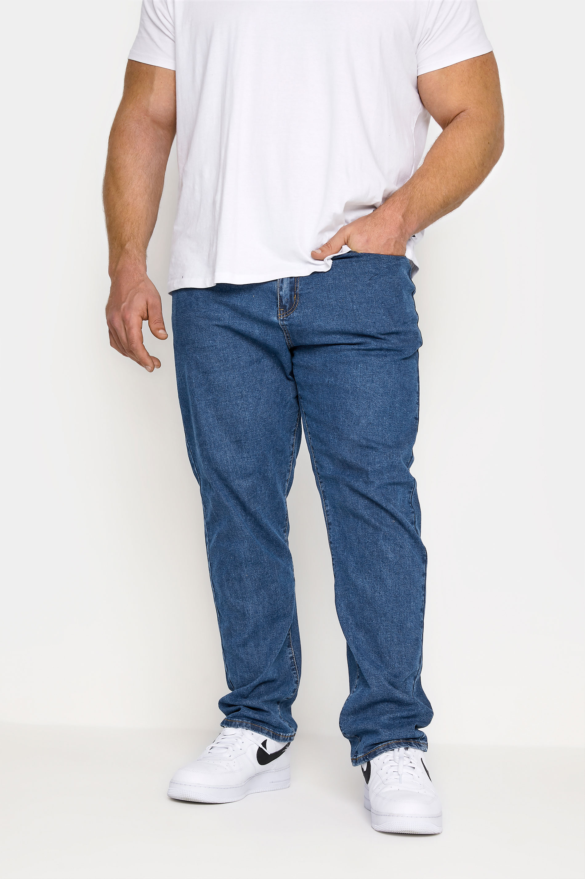 Image of Inside Leg Size 29", Waist Size 42 Mens Kam Big & Tall Blue Regular Fit Stretch Jeans Big & Tall
