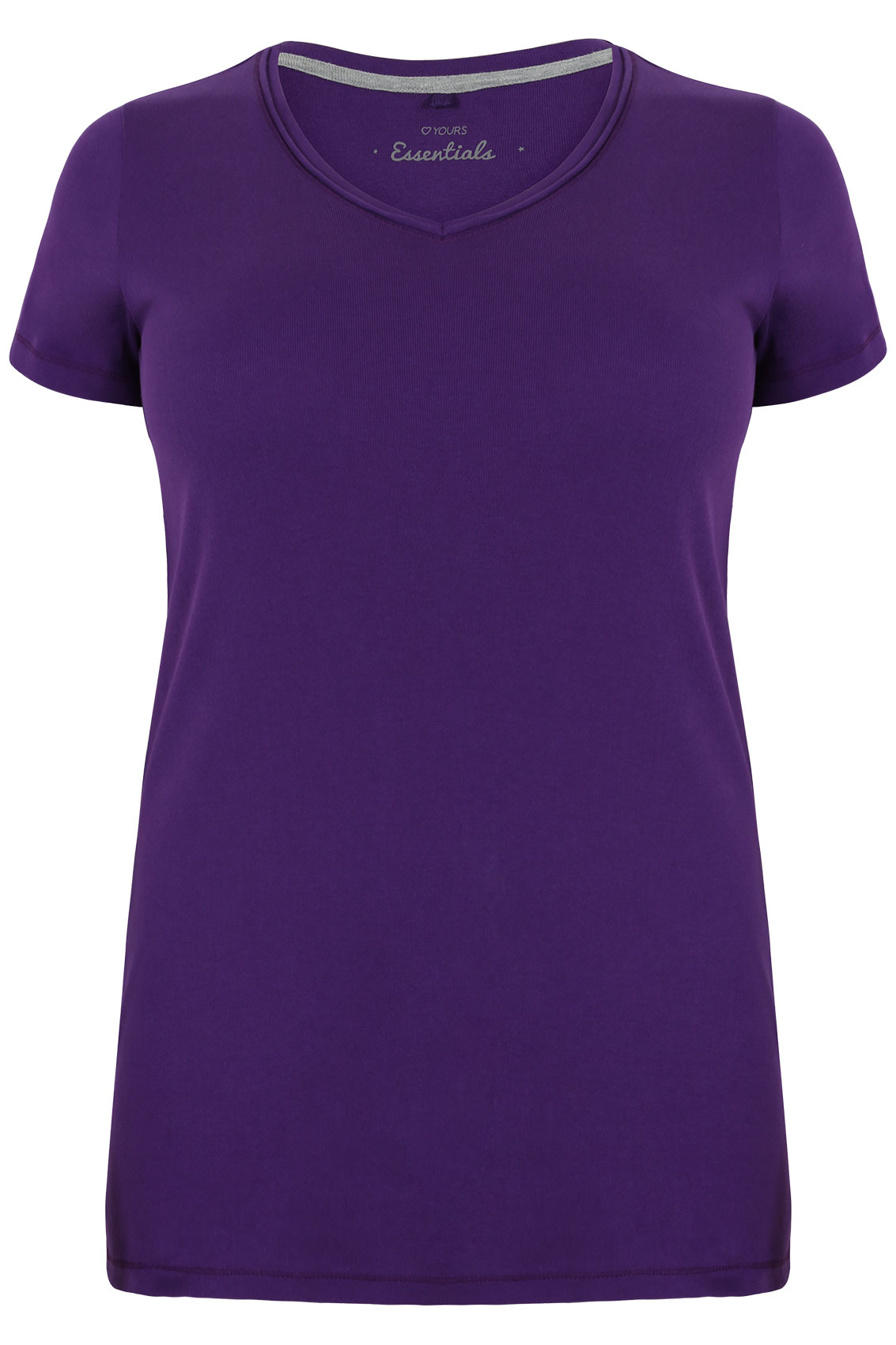 Purple Short Sleeved V Neck Basic T Shirt Plus Size 16 To 36