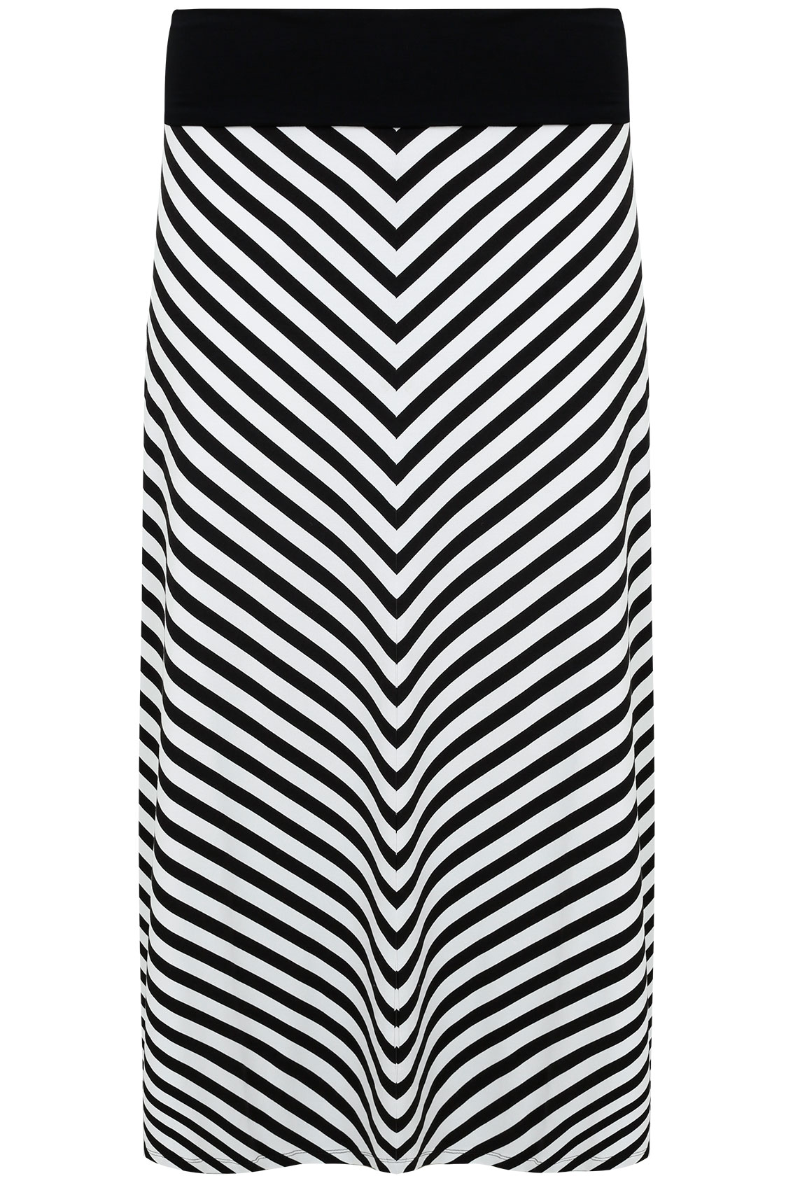 Black & White Chevron Maxi Skirt With Black Waist Panel Plus sizes 16 ...