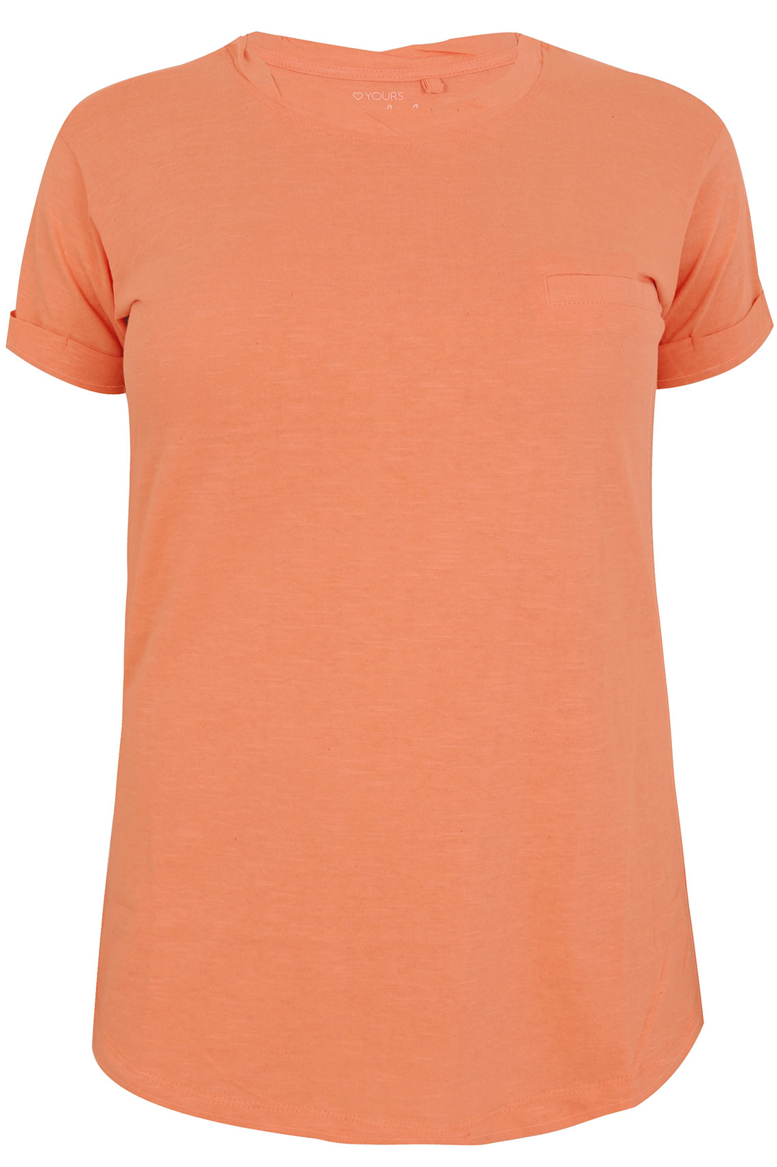 Peach Short Sleeve Boyfriend T-Shirt With Pocket Detail Plus Size 16 to 32