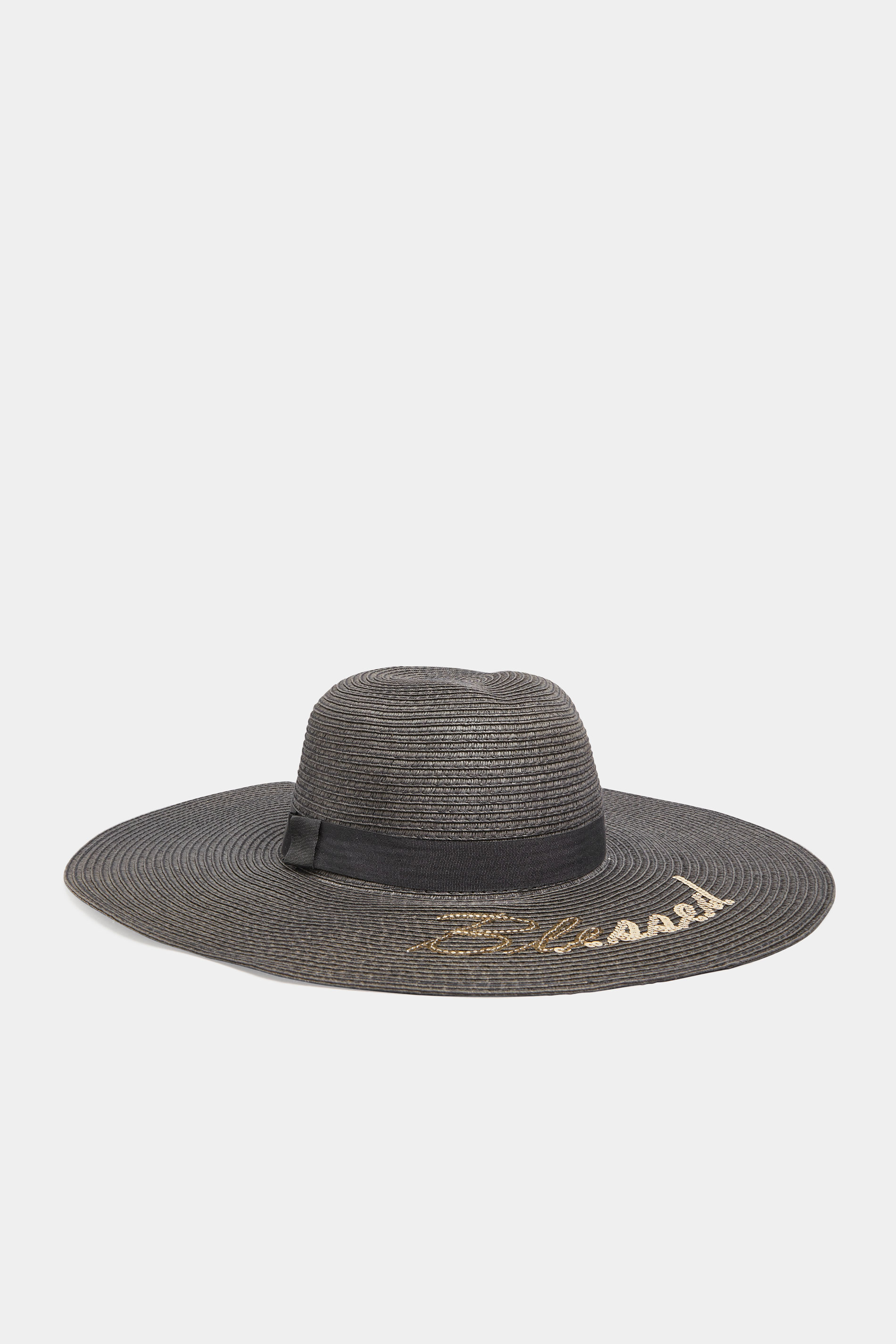 Sombrero Negro De Paja Con Lentejuelas 