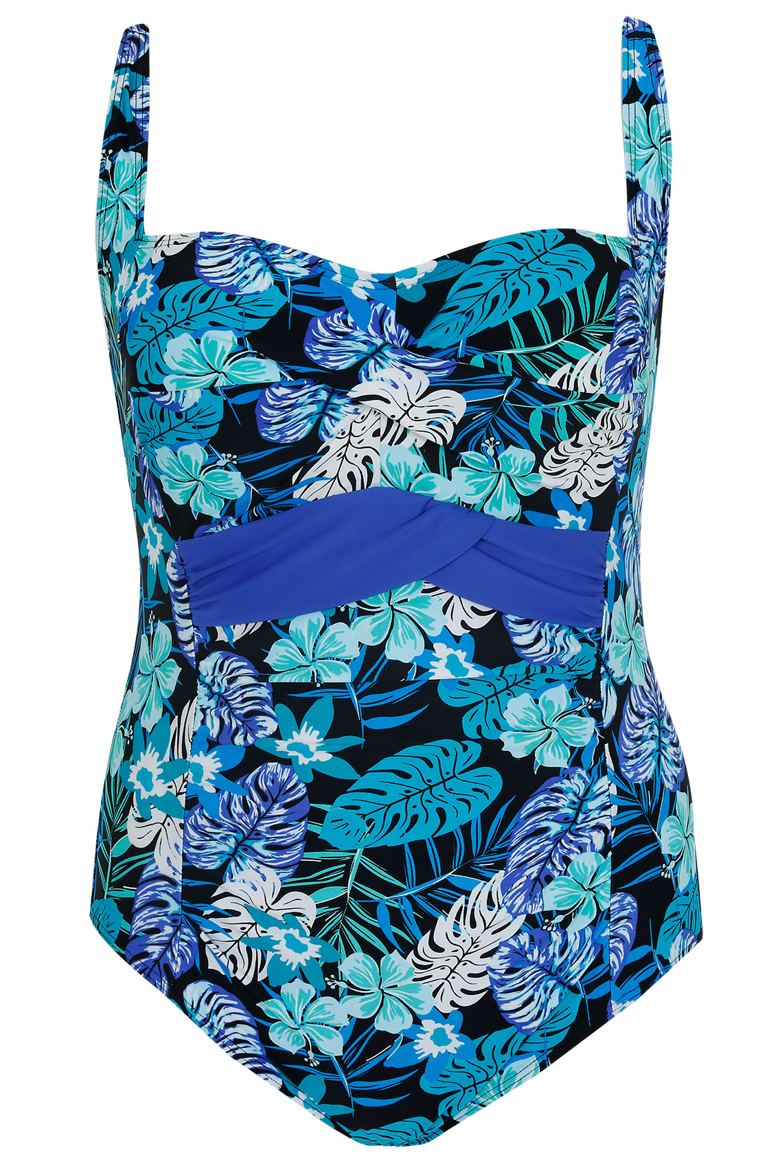 Blue & Green Tropical Hawaiian Print Swimsuit Plus Size 16 to 32
