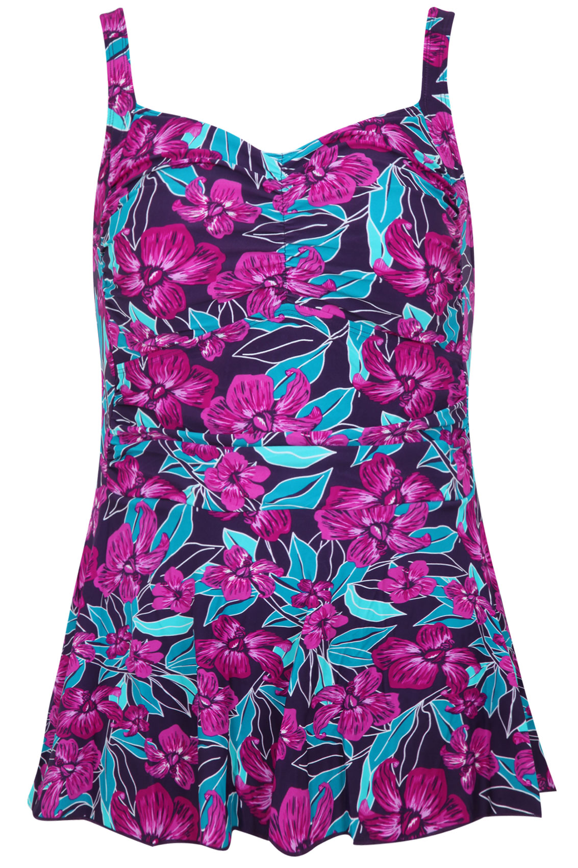 Purple Floral Print Skirted Swimsuit With TUMMY CONTROL Plus Size 16,18 ...