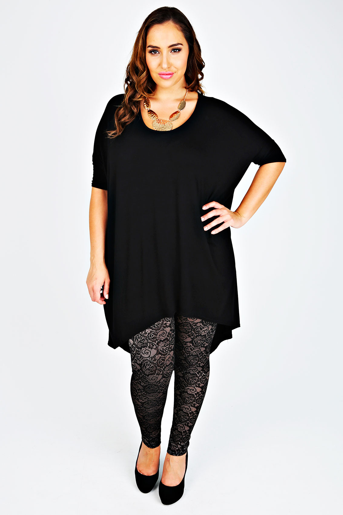 Gold And Black Lace Legging Plus Size 14 To 36
