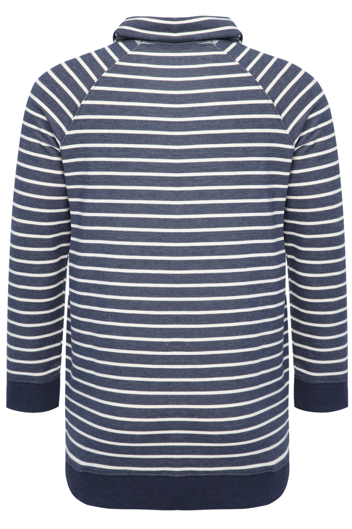 Navy And Cream Striped Roll-Neck Cotton Mix Sweat Top plus size 16,18 ...