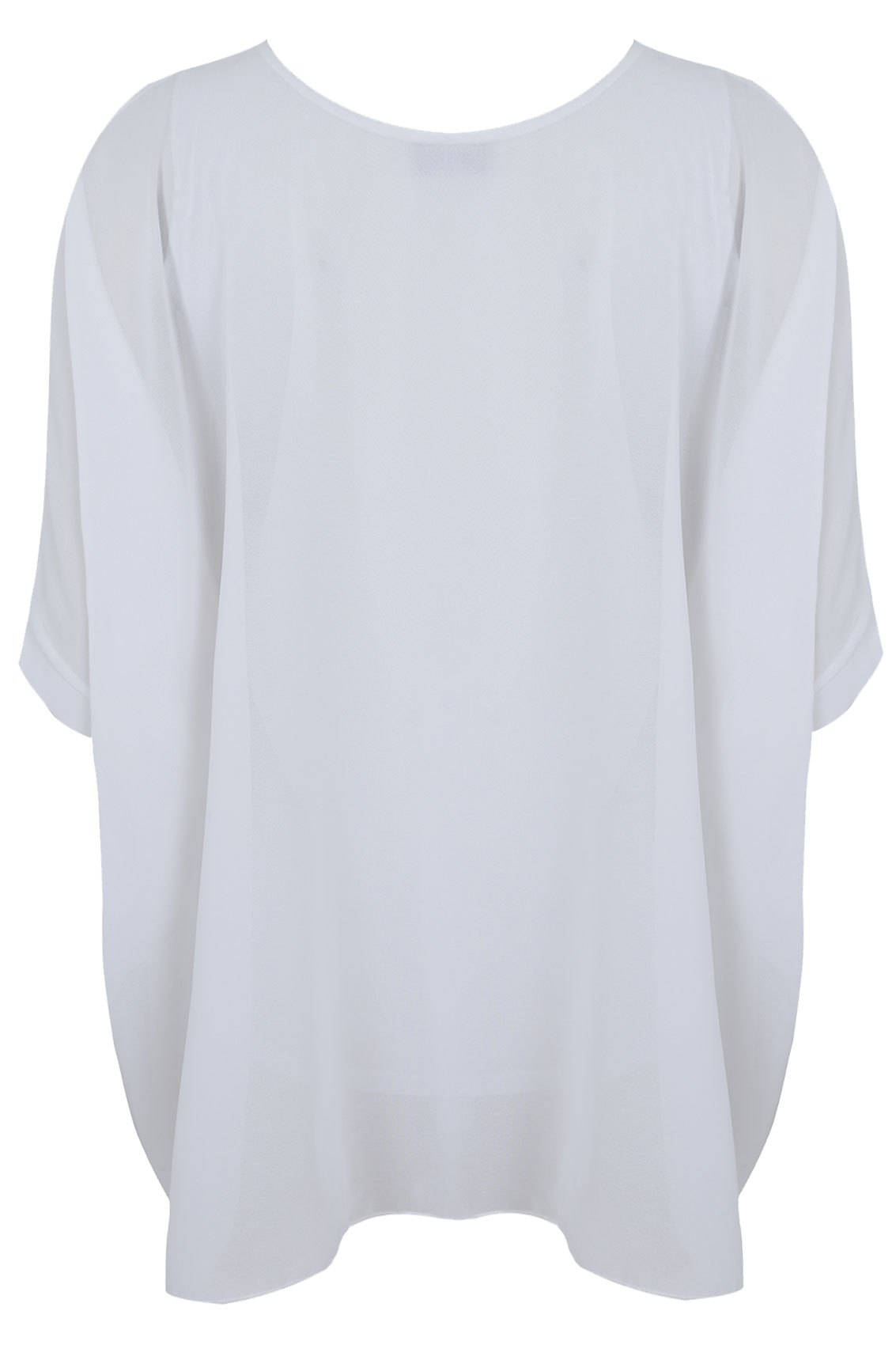 White Batwing Sleeve Chiffon Top With Necklace plus Size 16 to 32