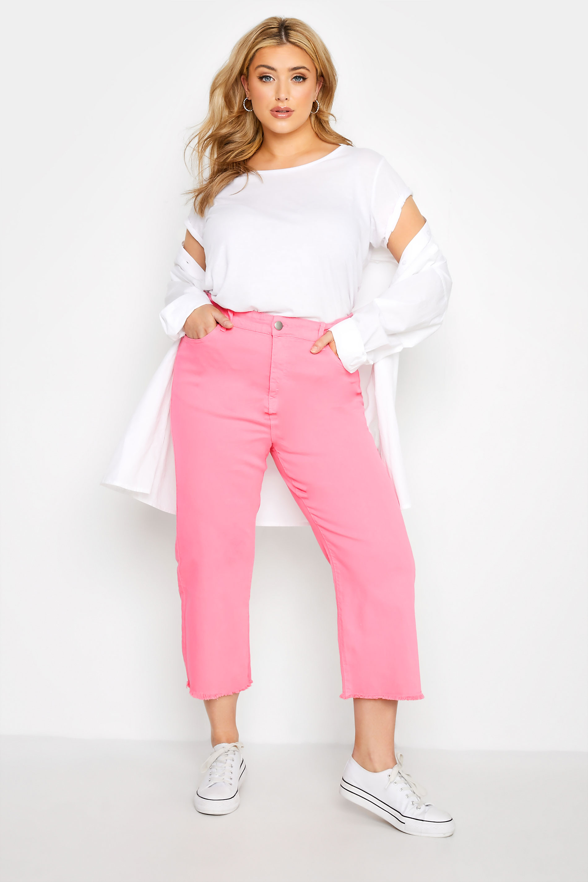 Vaqueros Anchos Capri En Rosa , Mujer Curvy Y Tallas Grandes, Yours