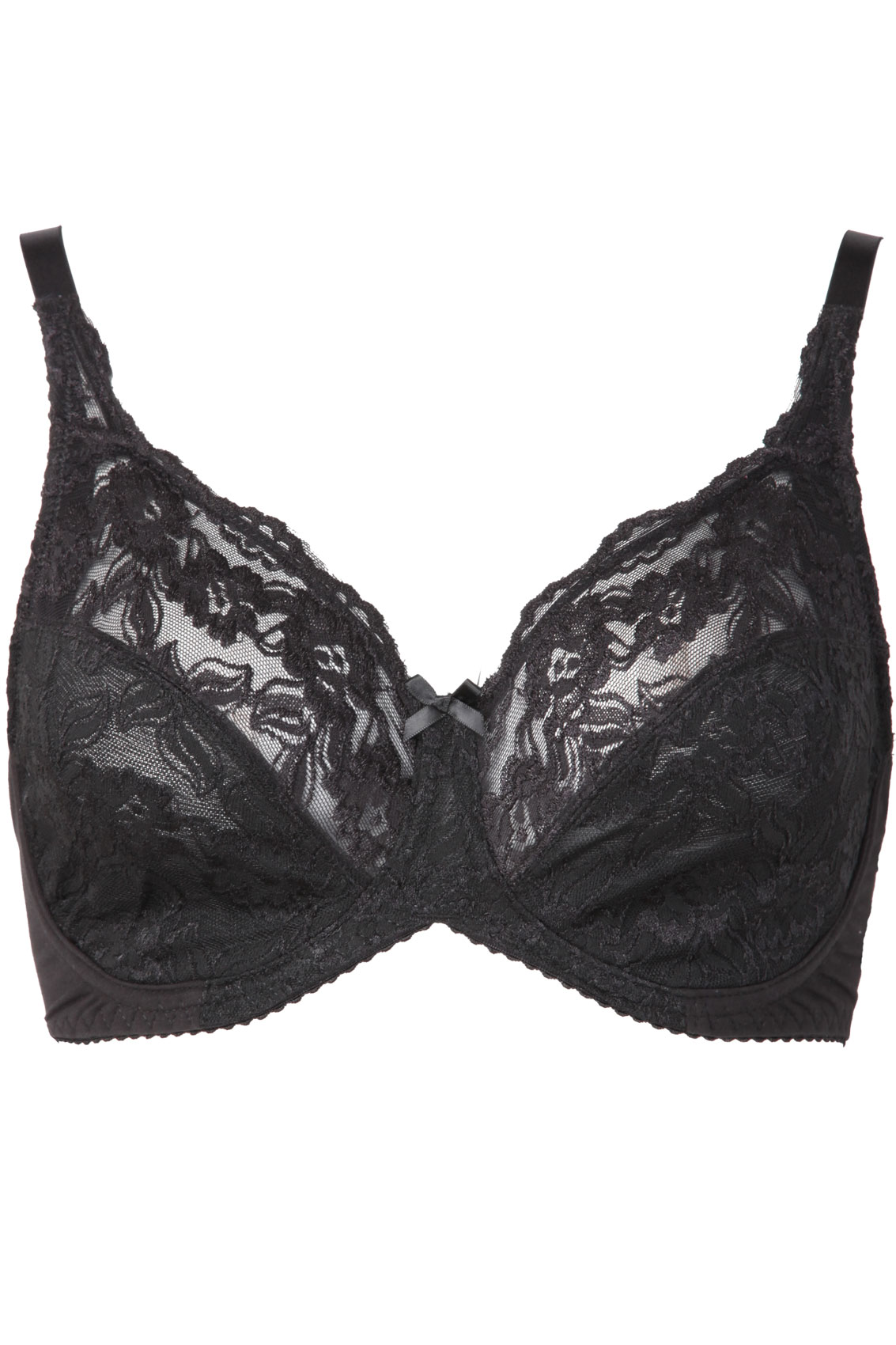 Black Stretch Lace Non Padded Underwired Bra