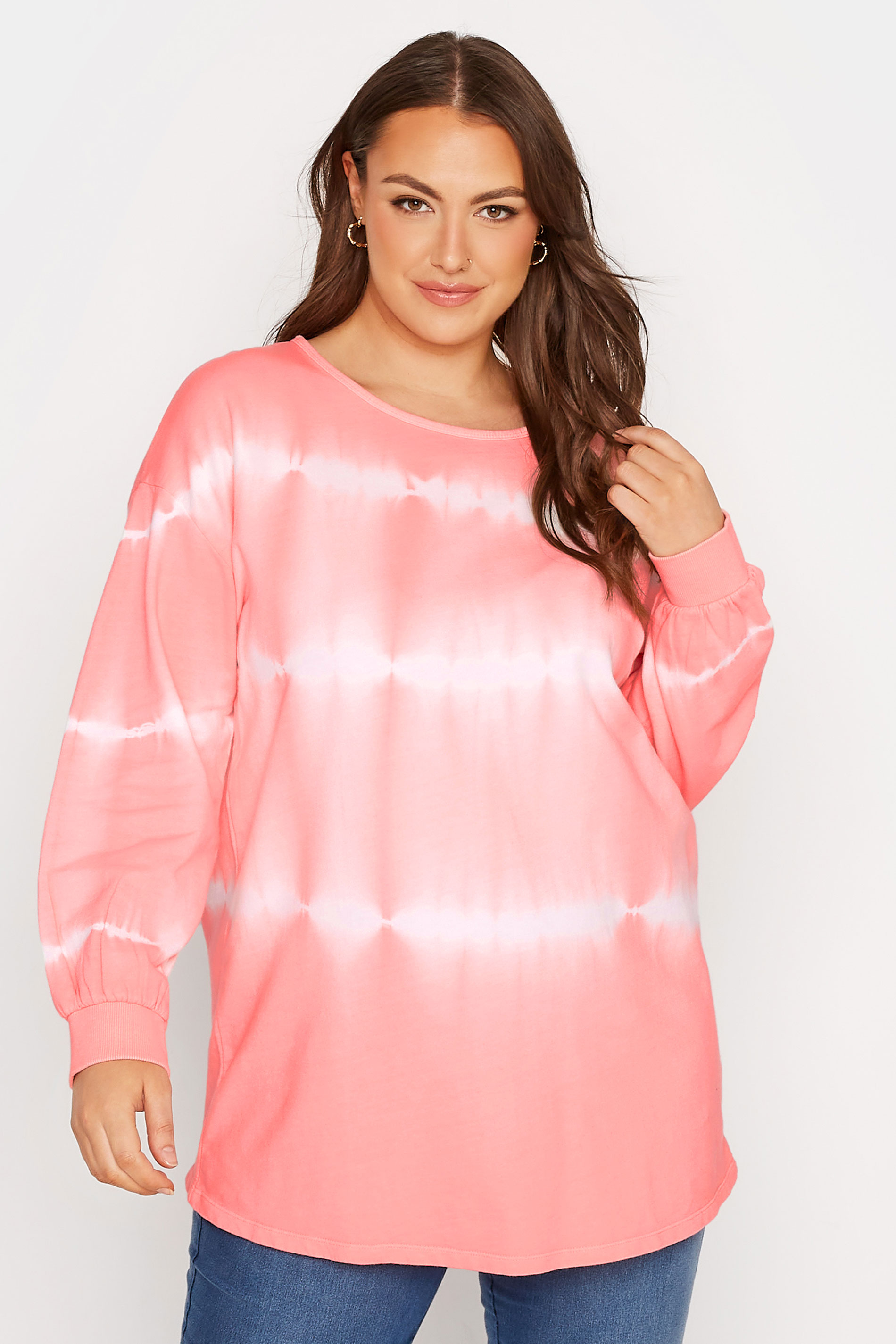 Sudadera Rosa Algodón Estampado Tie Dye, Mujer Curvy Y Tallas Grandes, Yours