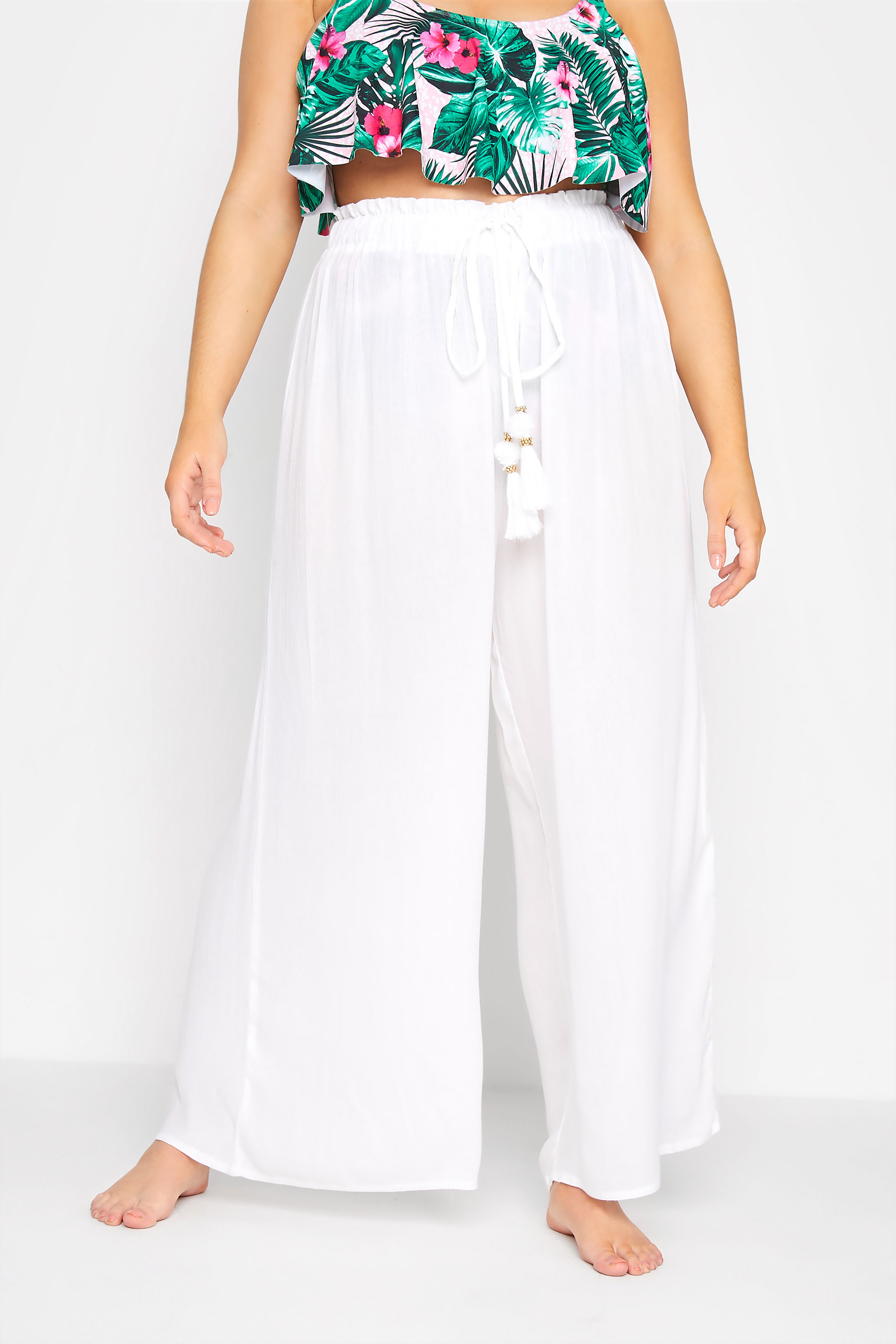 Pantalones Blancos Anchos De Playa, Mujer Curvy Y Tallas Grandes, Yours