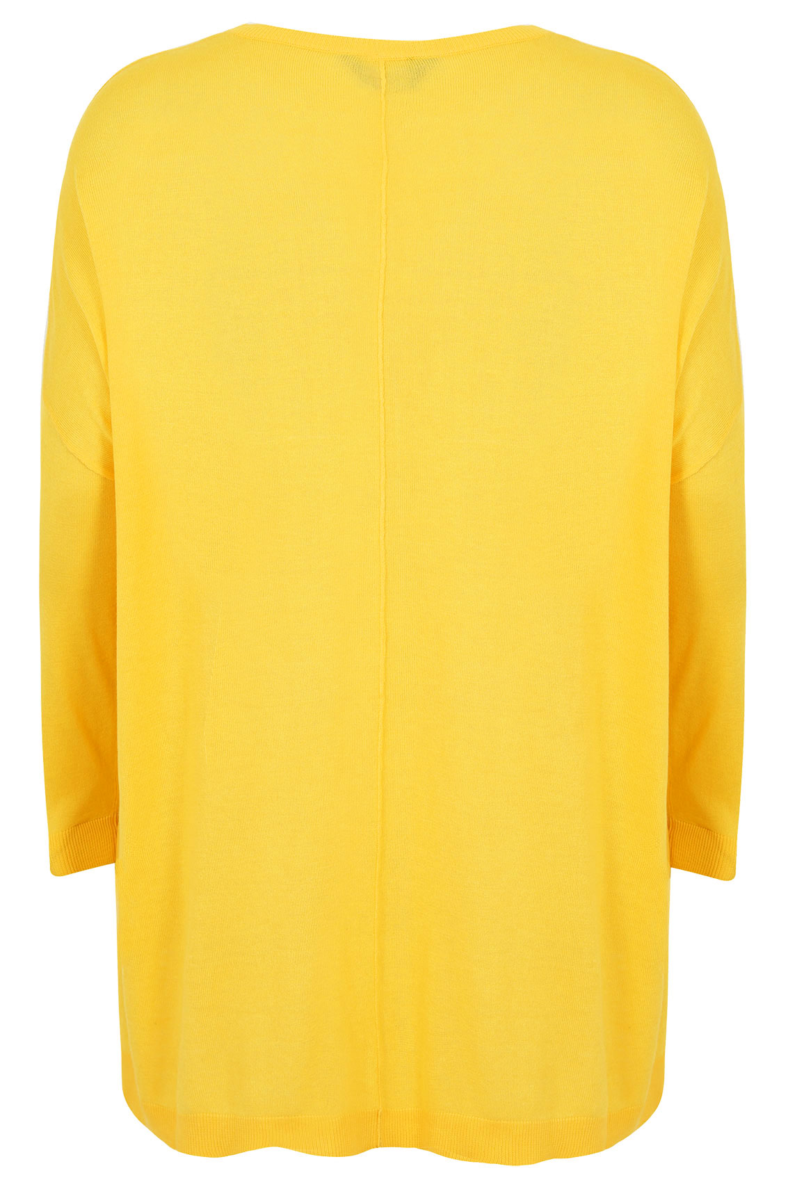 Yellow Longline Batwing Slouch Jumper With Side Slits Plus Size 14 to 32