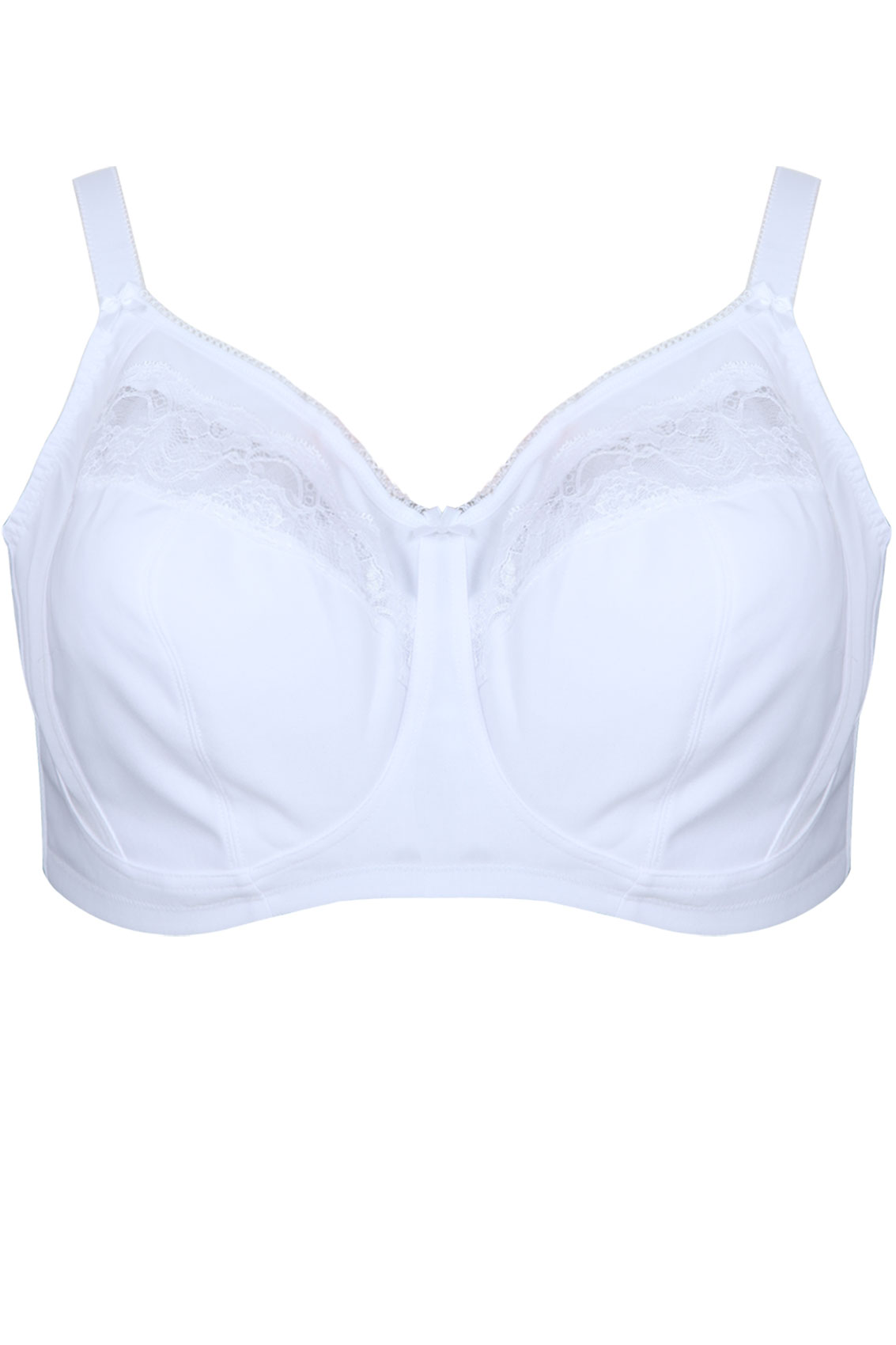 White Cotton Rich Non-Wired Bra With Lace Trim