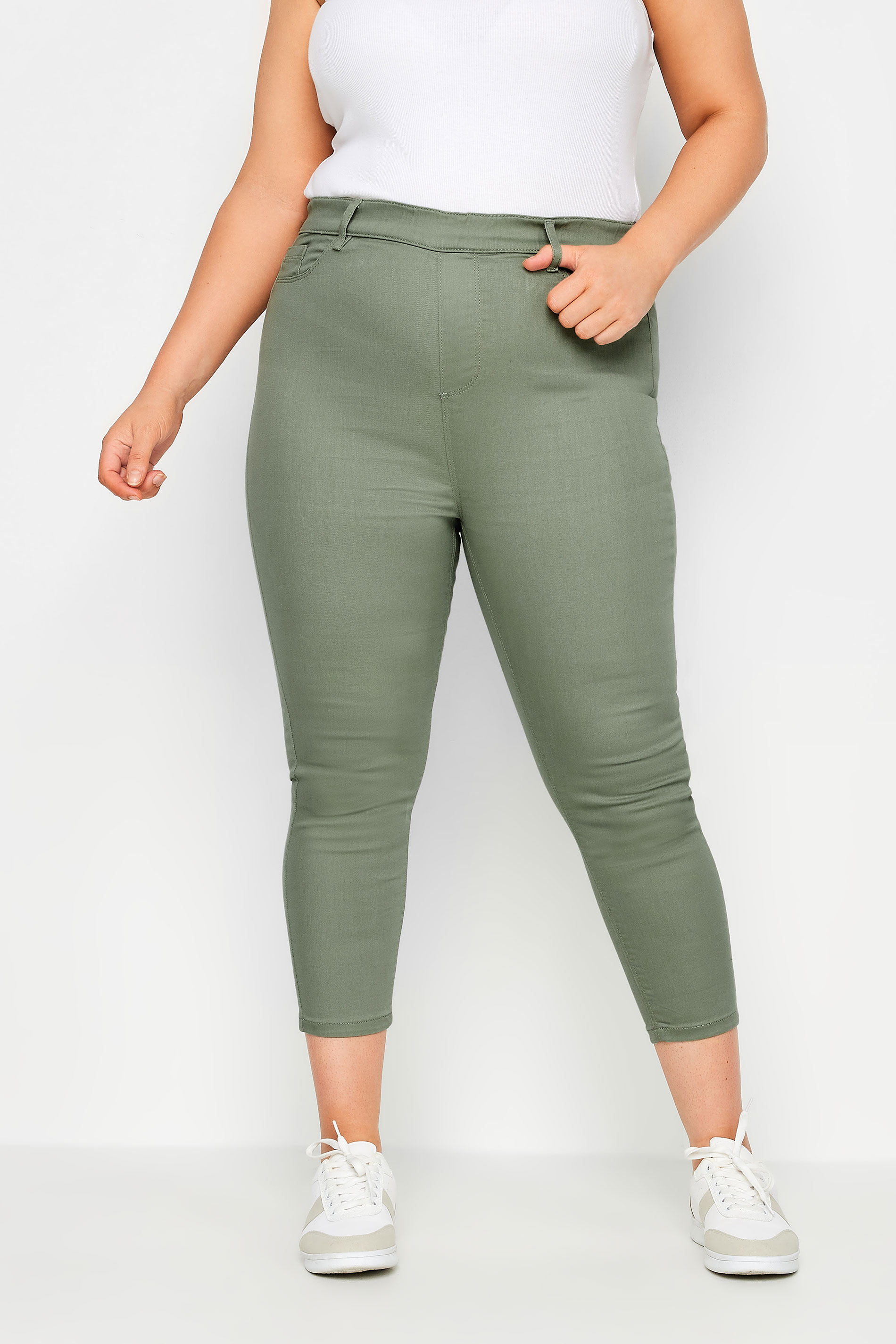 Yours Jeggings Capri Elásticos Verdes Grace, Mujer Curvy Y Tallas Grandes, Yours