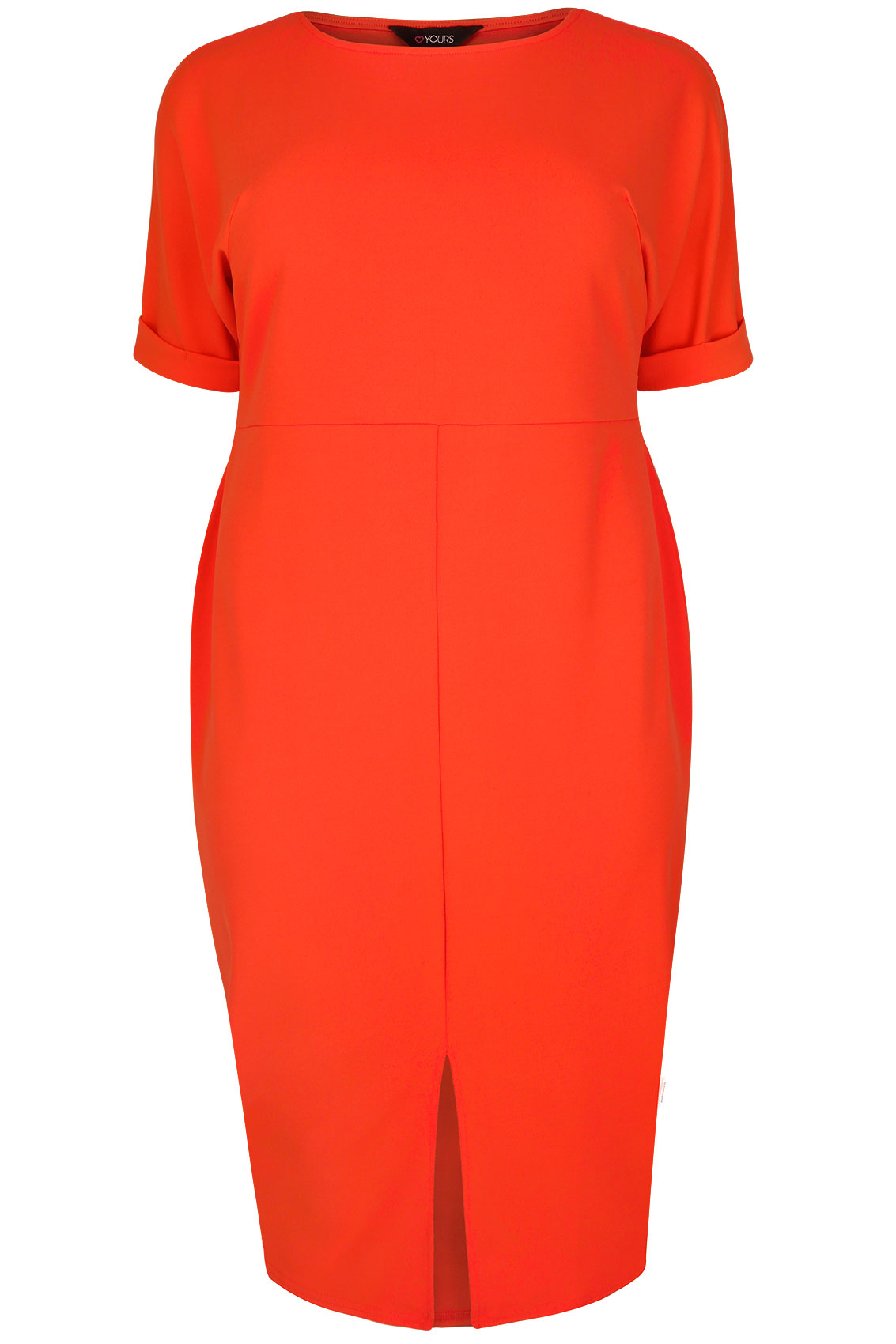 Orange Kimono Style Midi Dress With Split Front & Panel Detail Plus ...