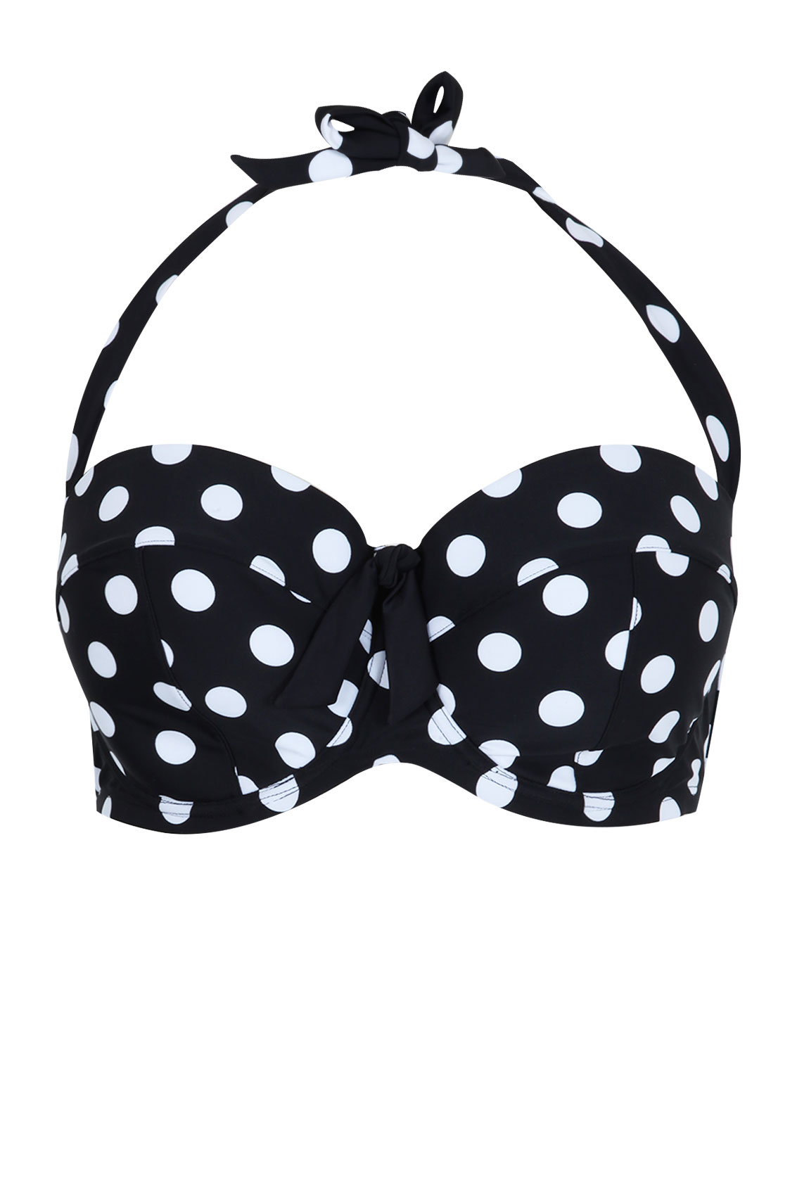 Black & White Spot Print Underwired Halter Neck Bikini Top plus Size 14 ...