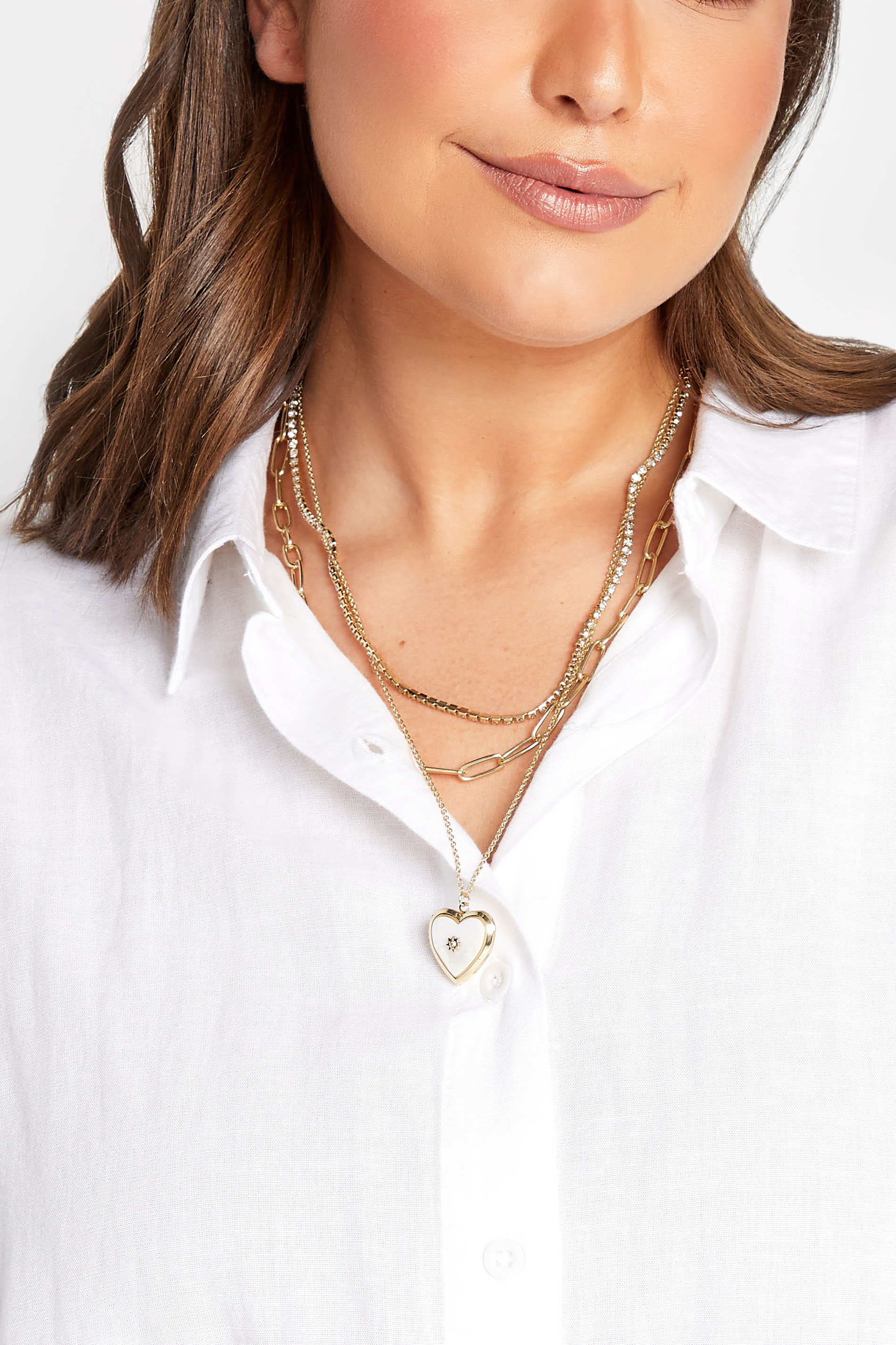 Gold 3 Pack Heart Locket Diamante Necklace Set product