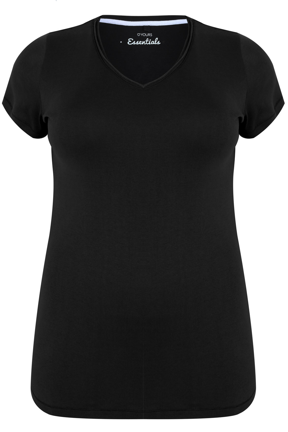 Black Short Sleeved VNeck Basic TShirt Plus Size 16 to 36