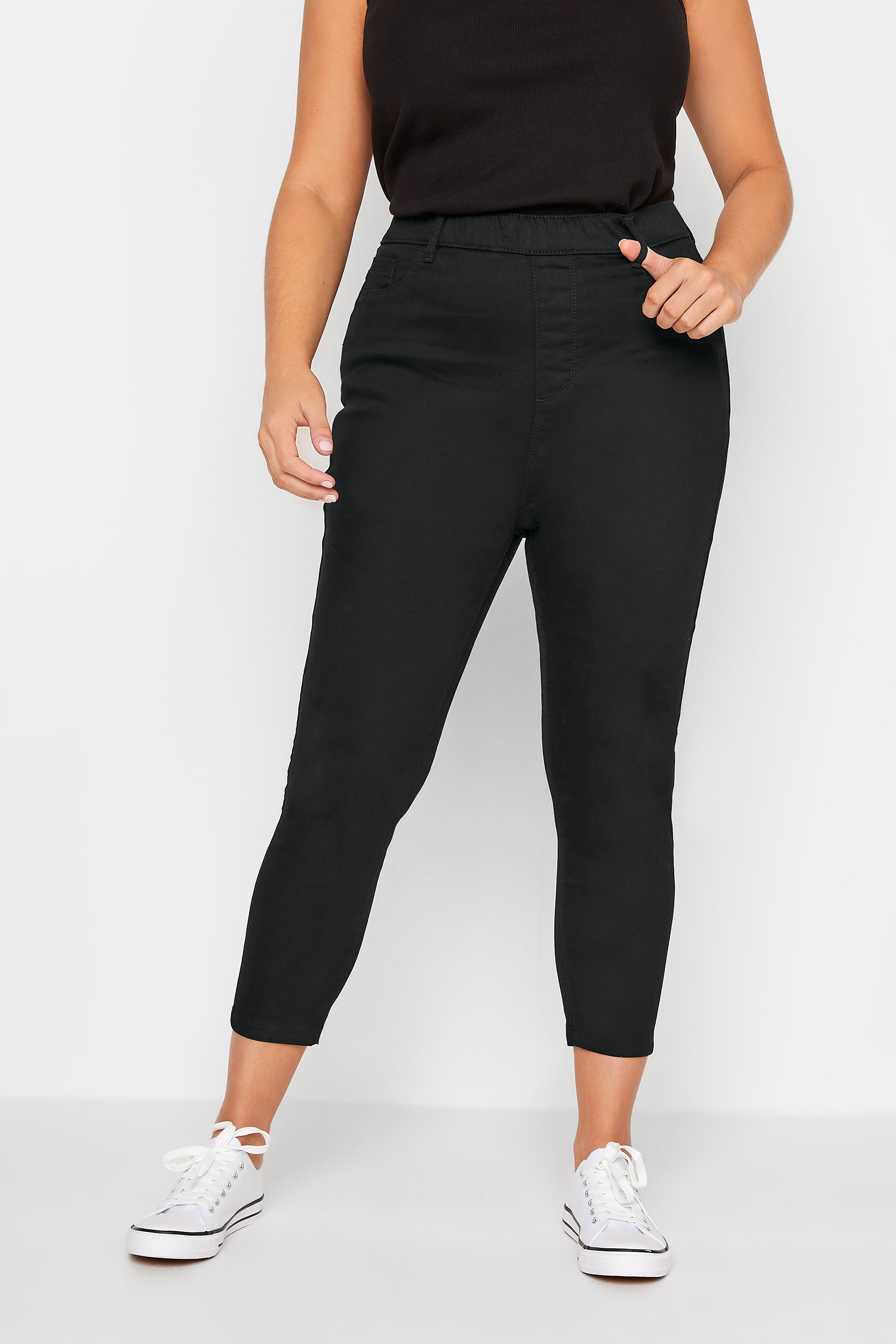 Yours Jeggings Capri Elásticos Negros Grace, Mujer Curvy Y Tallas Grandes, Yours