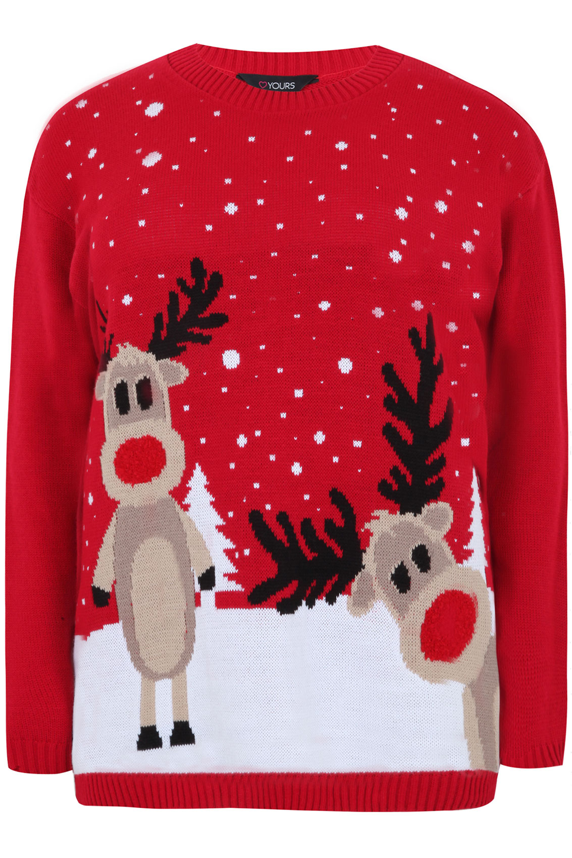 Red Knitted Reindeer Christmas Jumper Plus size 16,18,20,22,24,26,28,30 ...