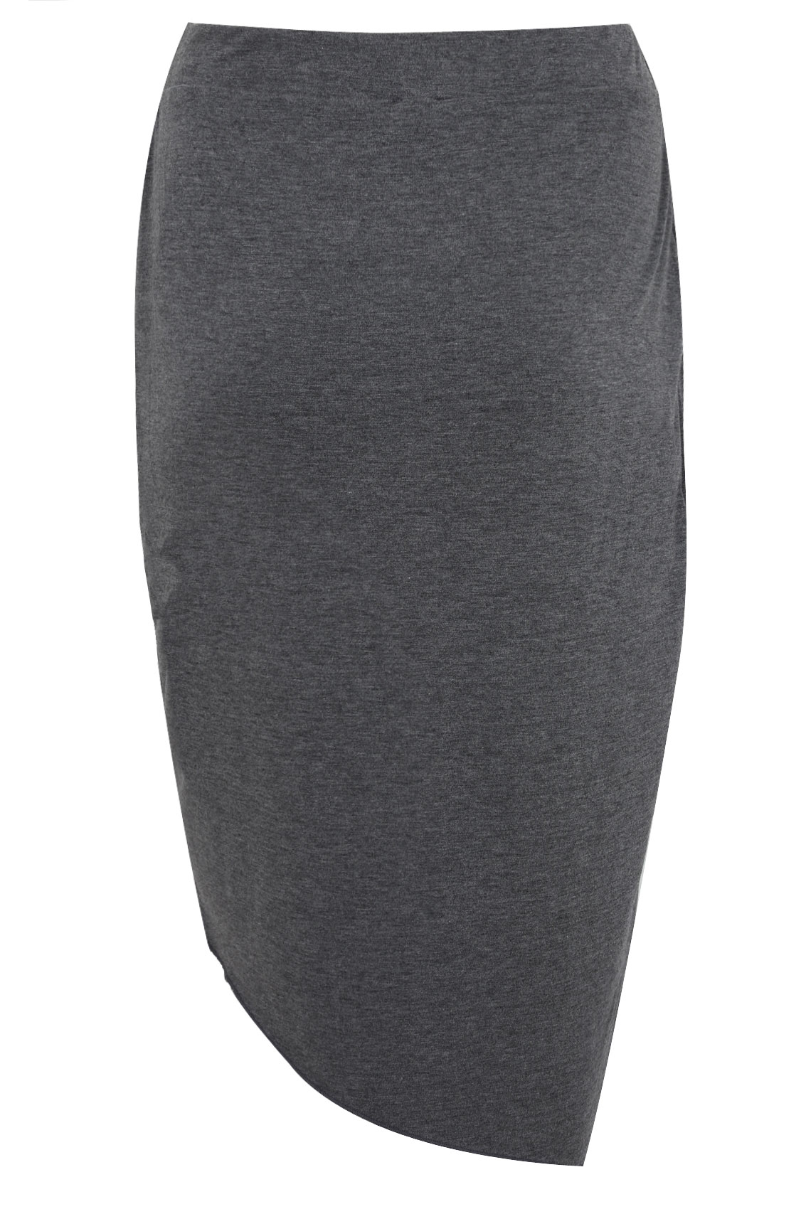 Dark Grey Marl Asymmetric Midi Wrap Skirt Plus Size 14 to 36