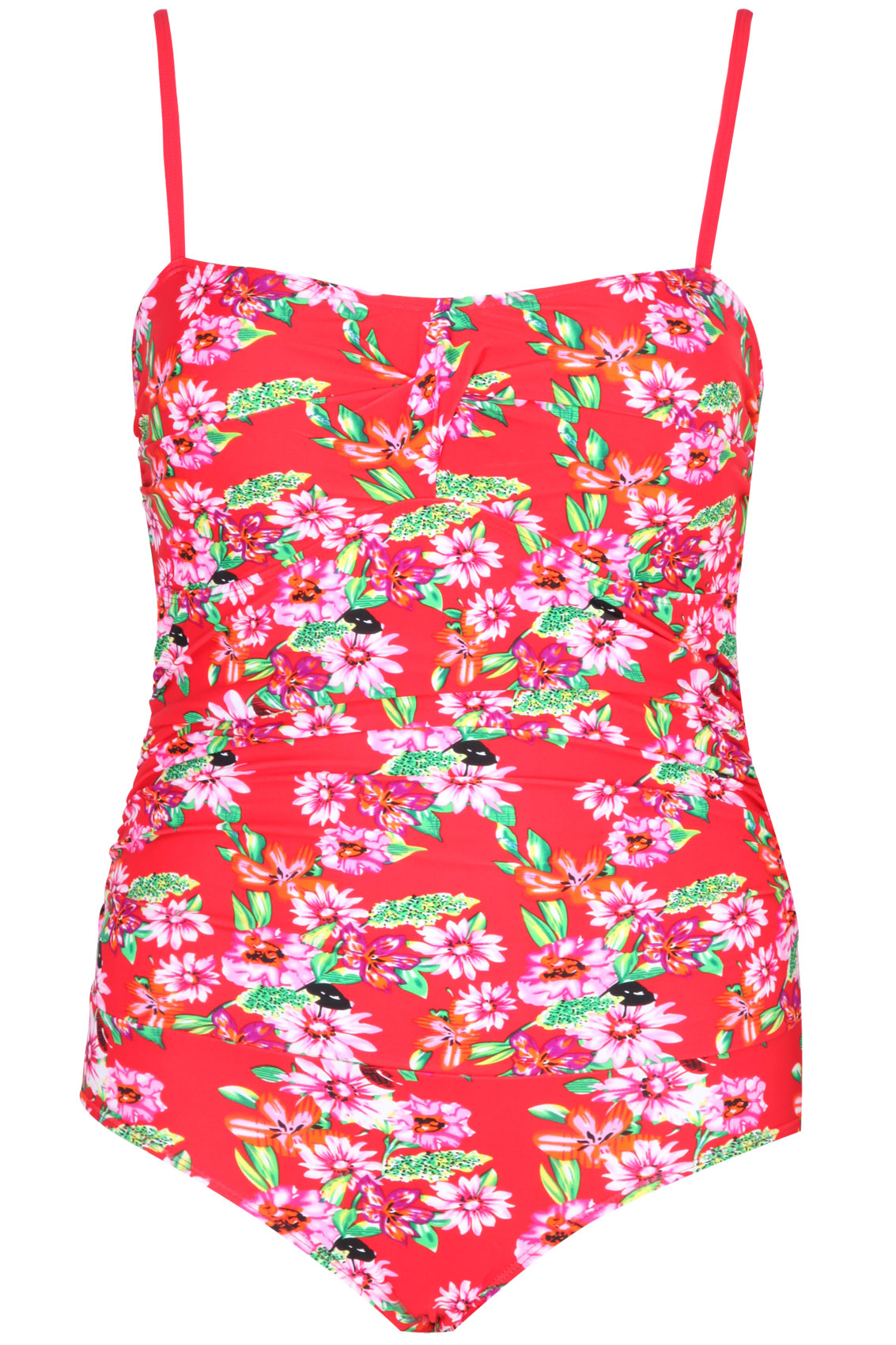 Red Floral Print Swimsuit With TUMMY CONTROL plus size 16,18,20,22,24 ...