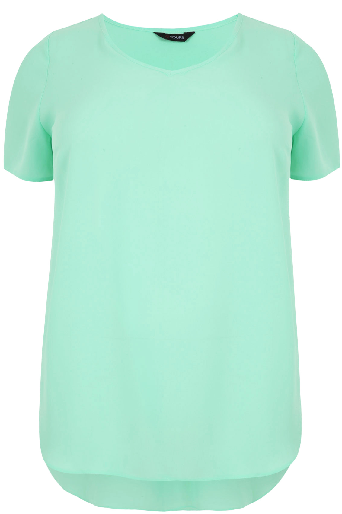 Pale Green V-Neck Chiffon Top With Pleat Back And Dipped Hem plus sizes ...