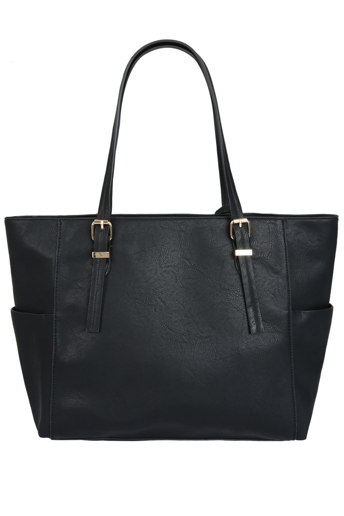 Black Oversized Tote Bag With Gold Stud & Tassel Detail