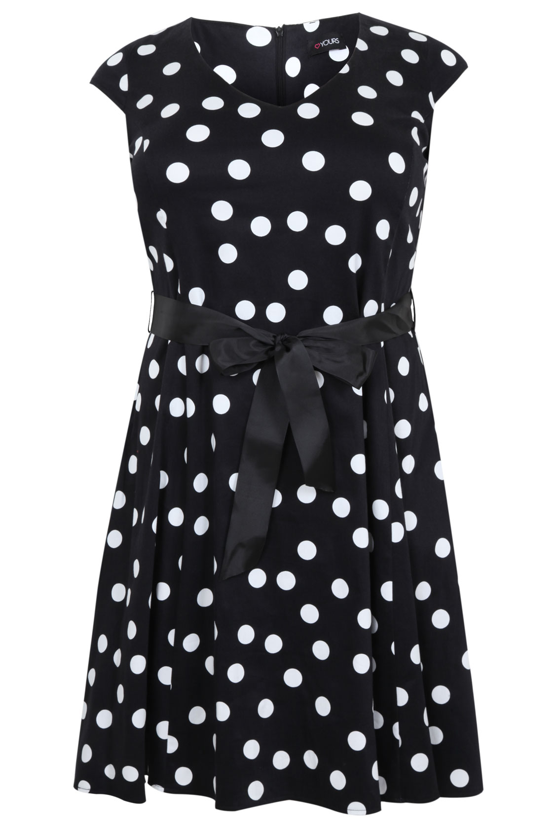 Black & White Spot Print Fit & Flare Dress Plus size 16,18,20,22,24,26 ...