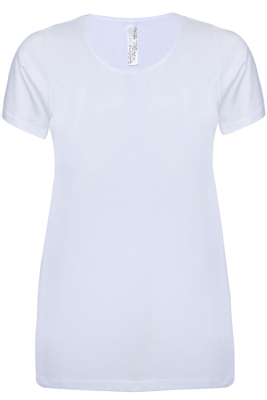 White Plain Basic Scoop Neck T-shirt WARDROBE ESSENTIAL plus Size 16 to 36
