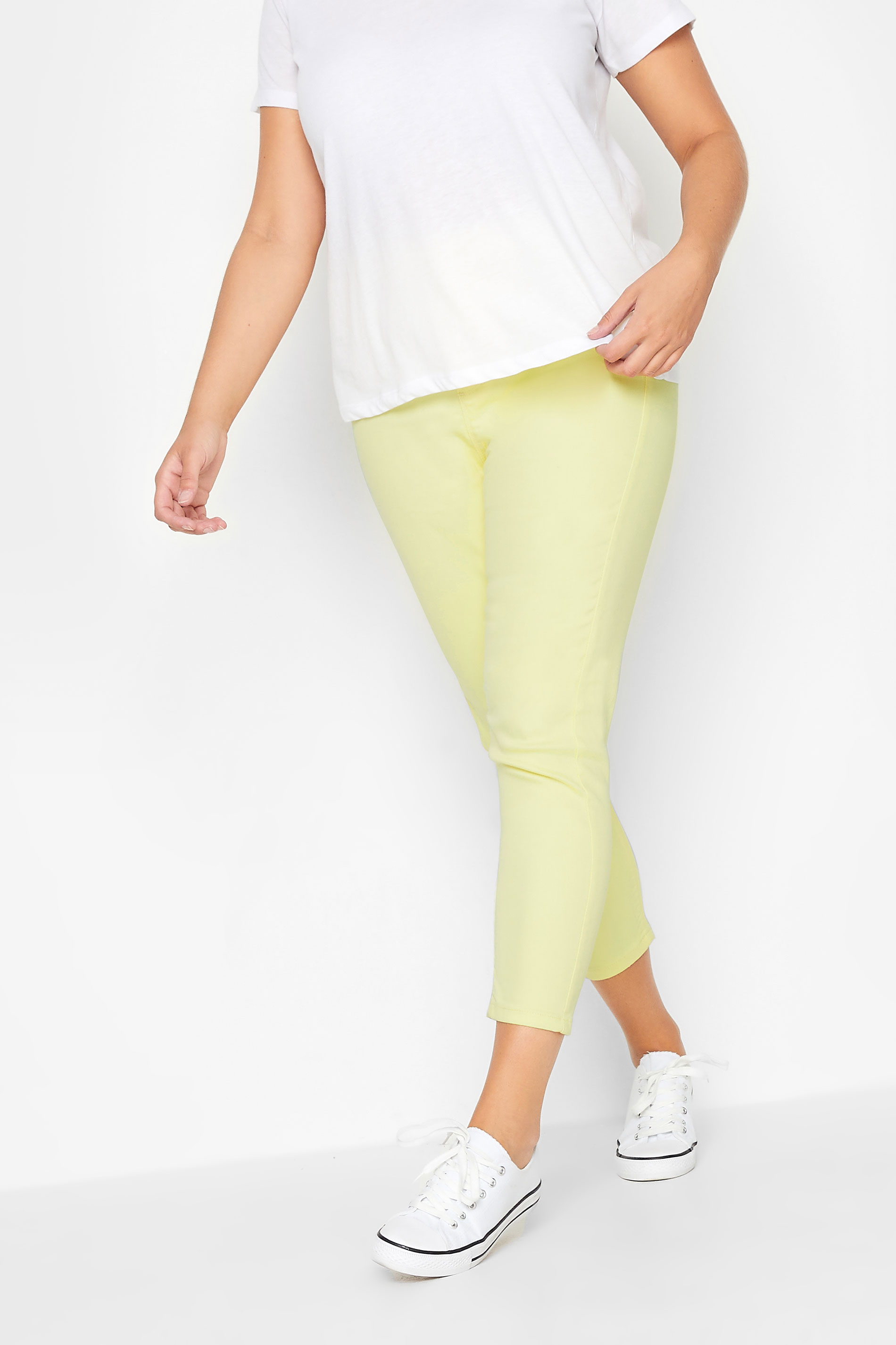 Yours Jeggings Capri Elásticos Ámarillos Grace, Mujer Curvy Y Tallas Grandes, Yours