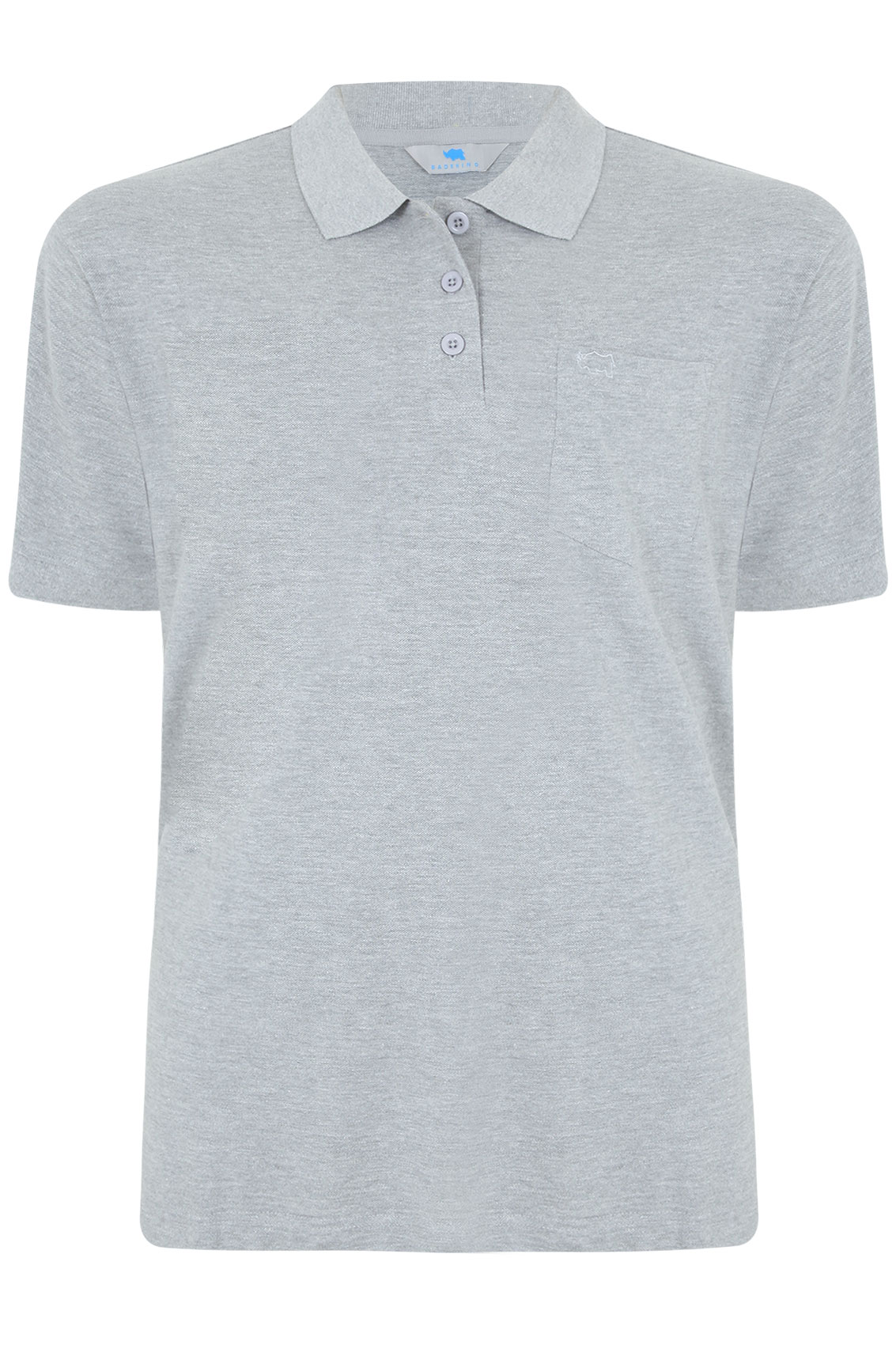 BadRhino Light Grey Marl Plain Polo Shirt - TALL Extra large sizes M,L ...