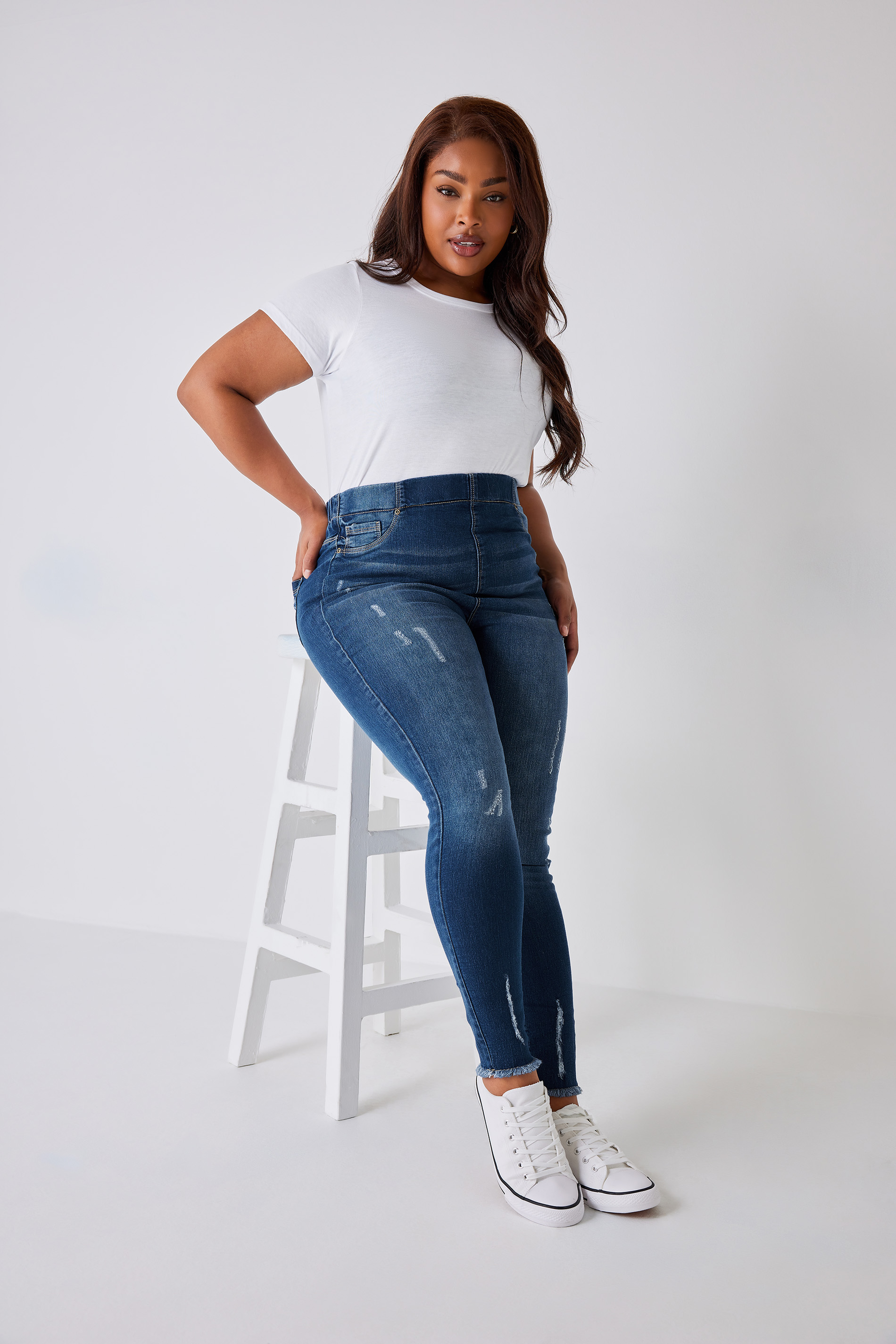 Yours For Good Jeggings Añil Con Arañazos Jenny, Mujer Curvy Y Tallas Grandes, Yours For Good