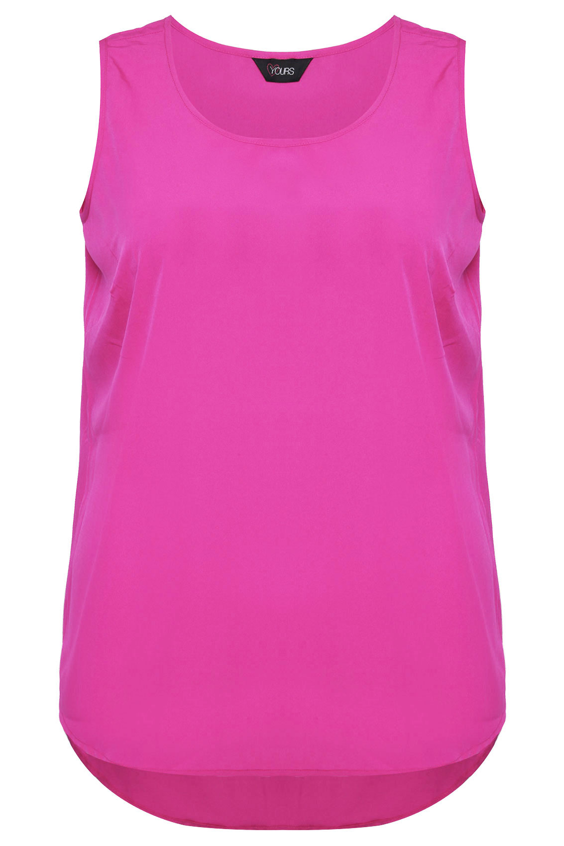 Magenta Sleeveless Top With Pocket And Curved Dipped Hem plus size 16 ...