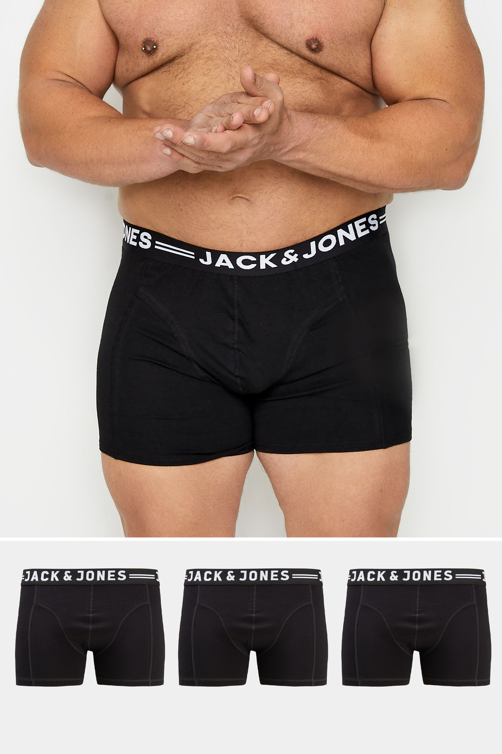 Image of Size 2Xl Mens Jack & Jones Black 3 Pack Trunks Big & Tall
